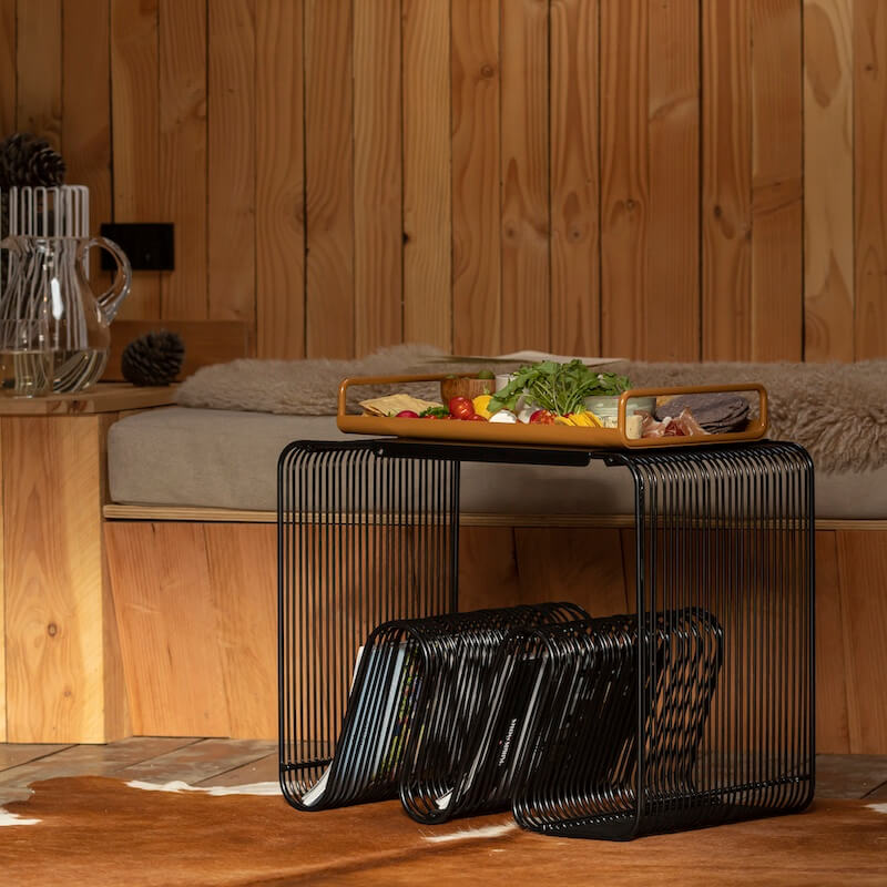 Bantay Nesting Table in Black lifestyle view – Home Lab NZ