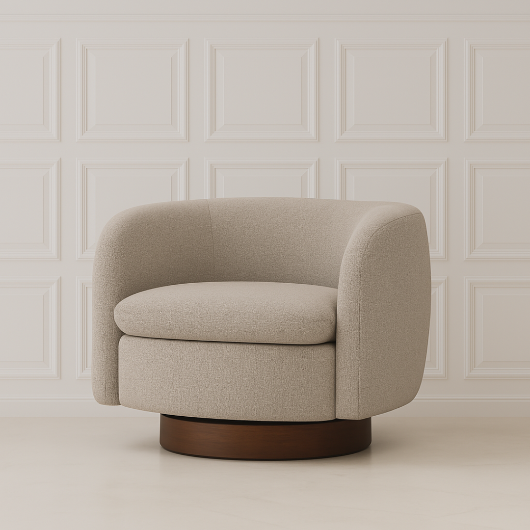 Charlie Swivel Chair- Beige Boucle – Home Lab NZ