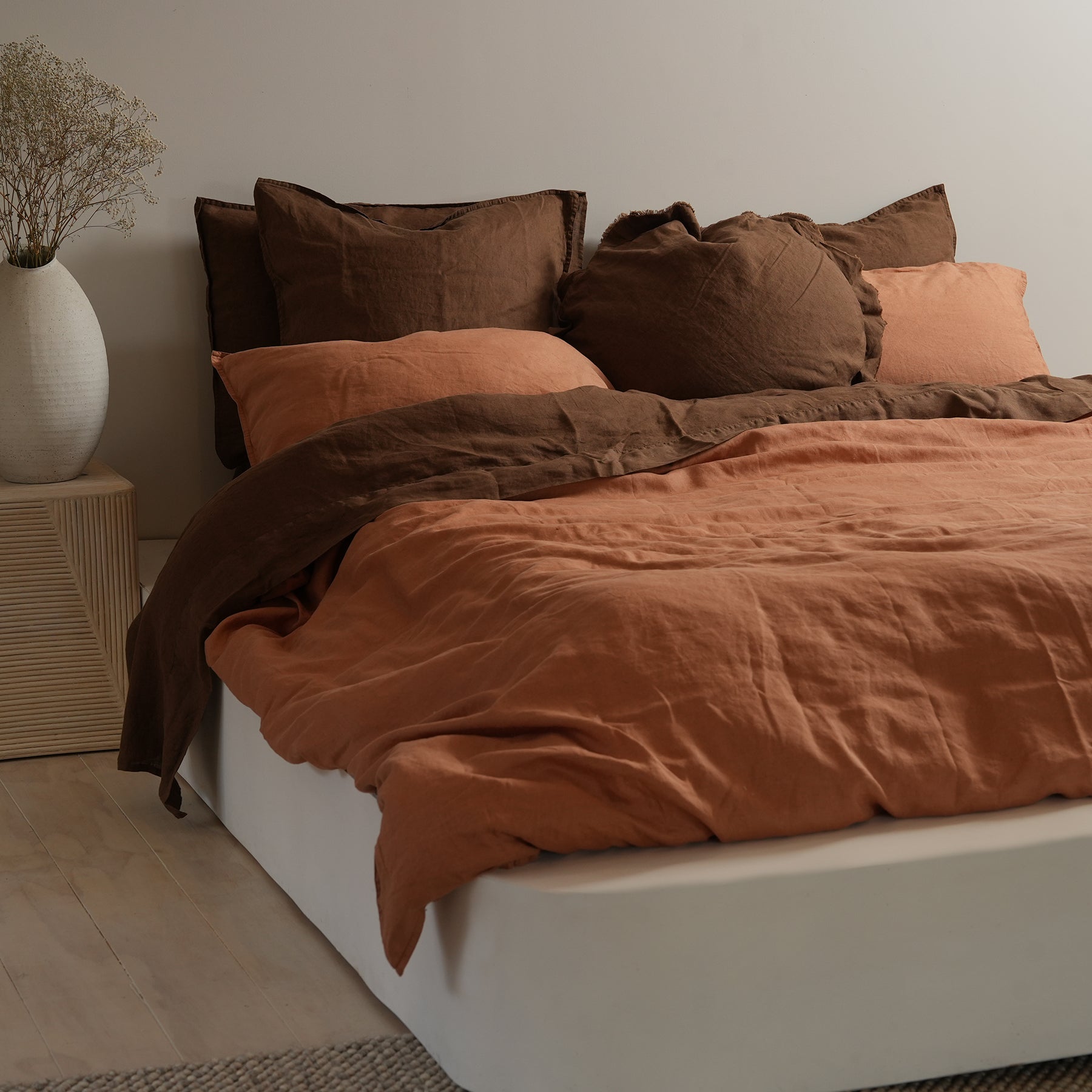 French Flax Linen Duvet Cover Set in Hazelnut – Home Lab NZ