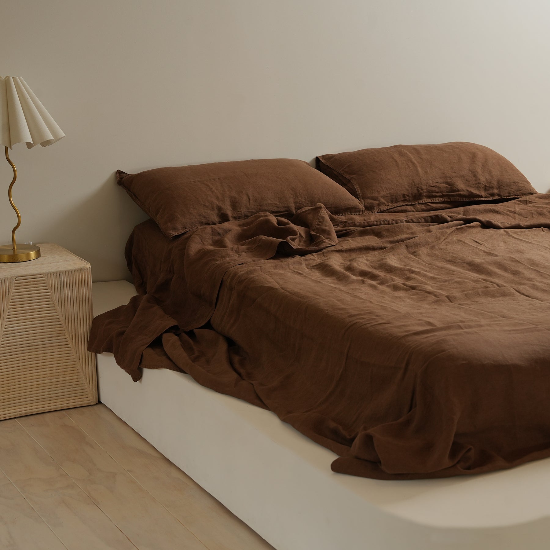 100% French Flax Linen Sheet set- Mocha