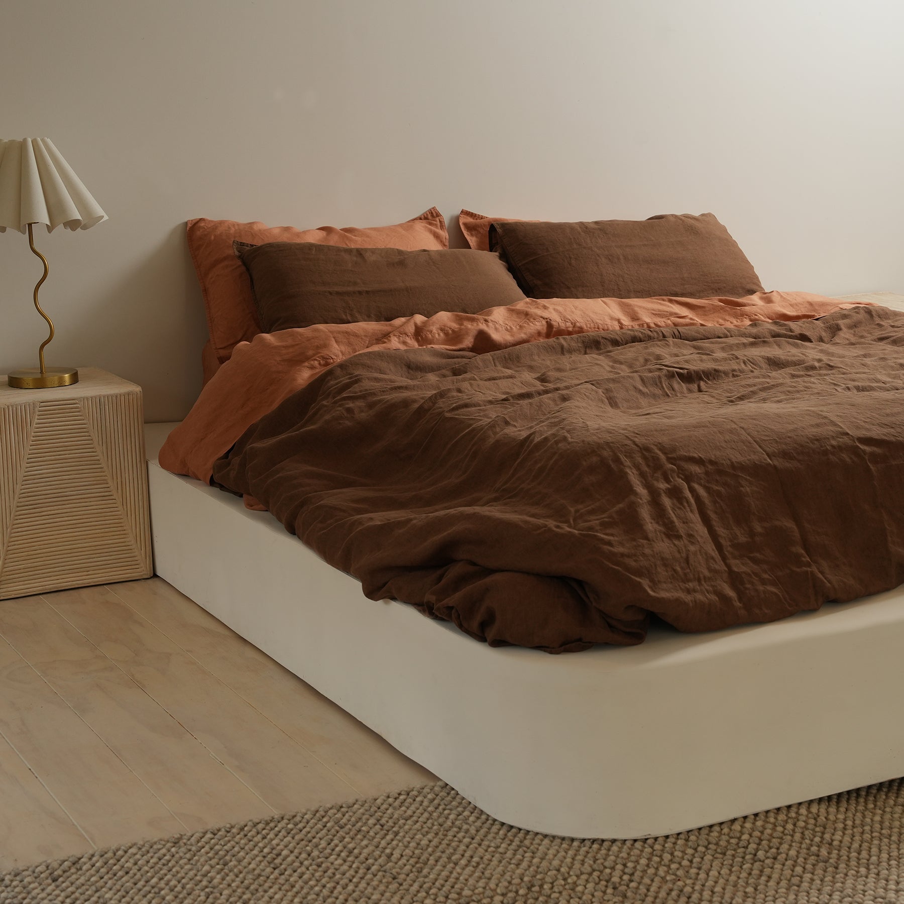 100% French Flax Linen Duvet Cover Set - Mocha