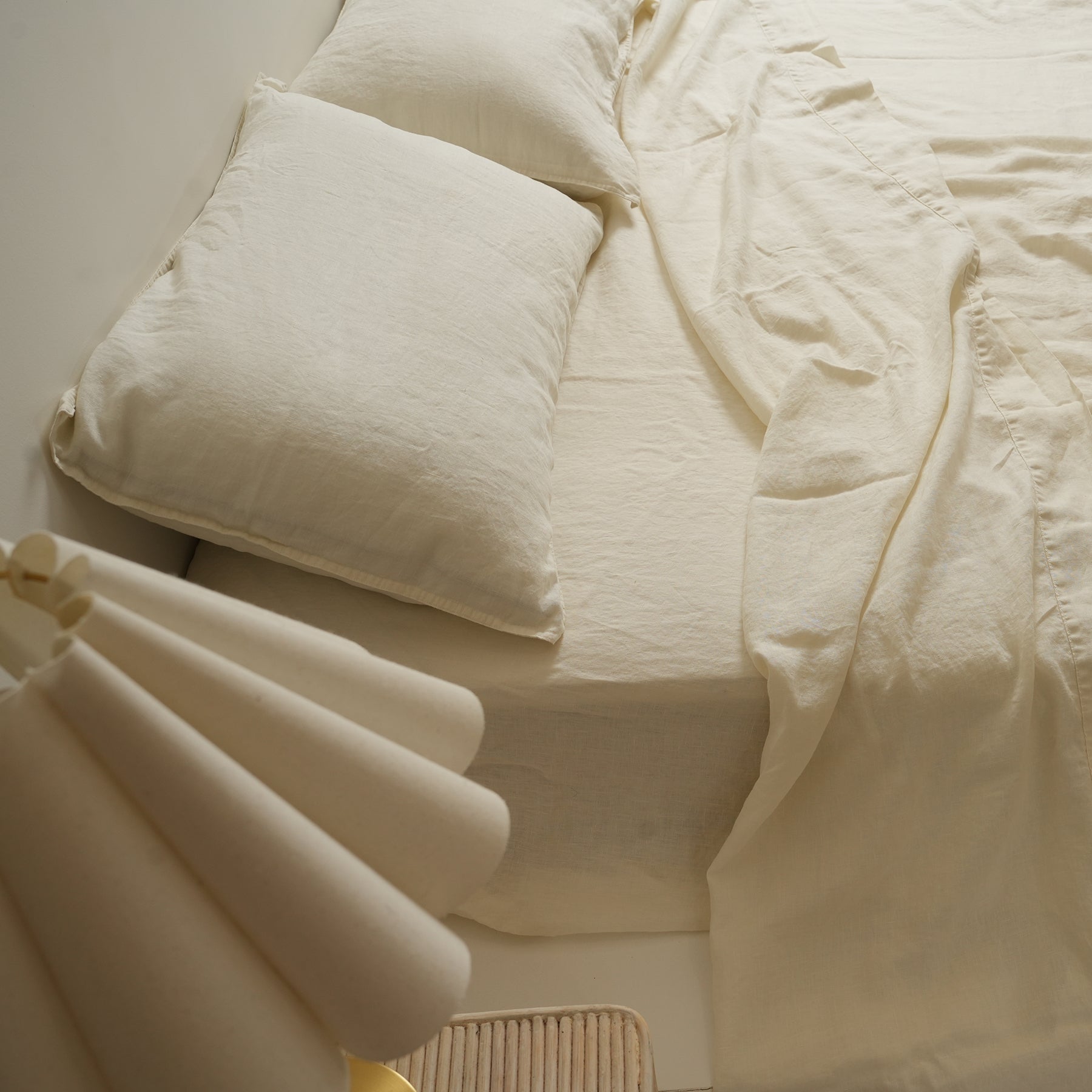 French Flax Linen Sheet set in Milk – Home Lab NZ