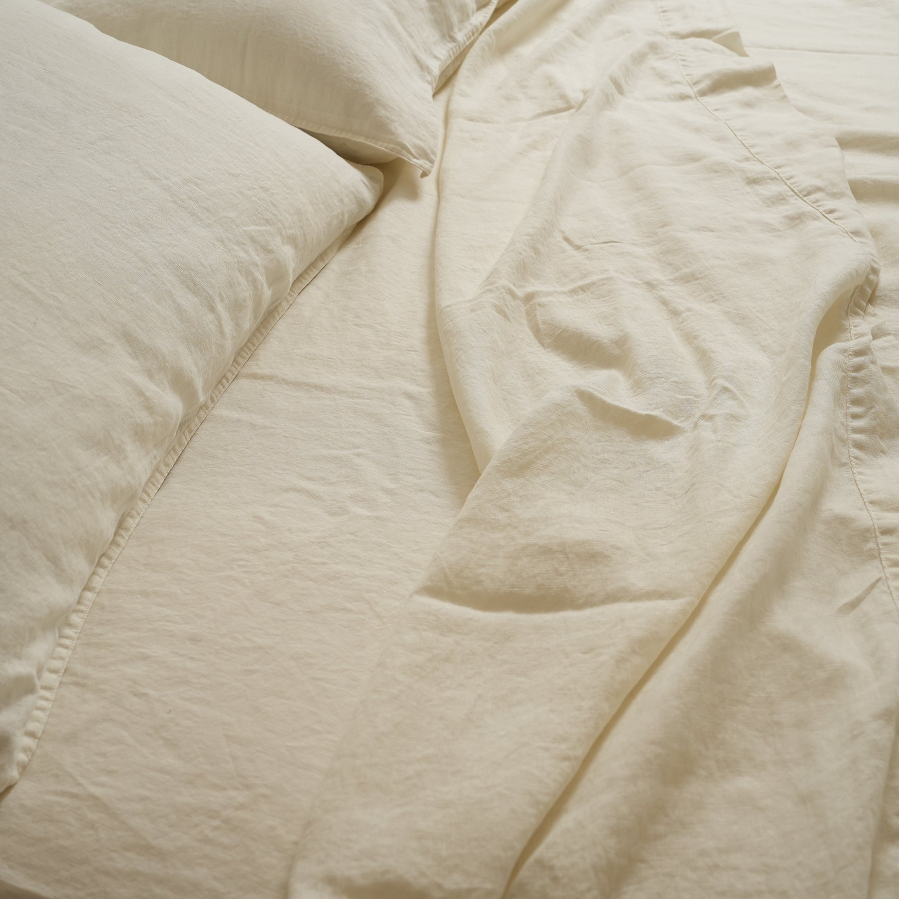 French Flax Linen Sheet set in Milk – Home Lab NZ