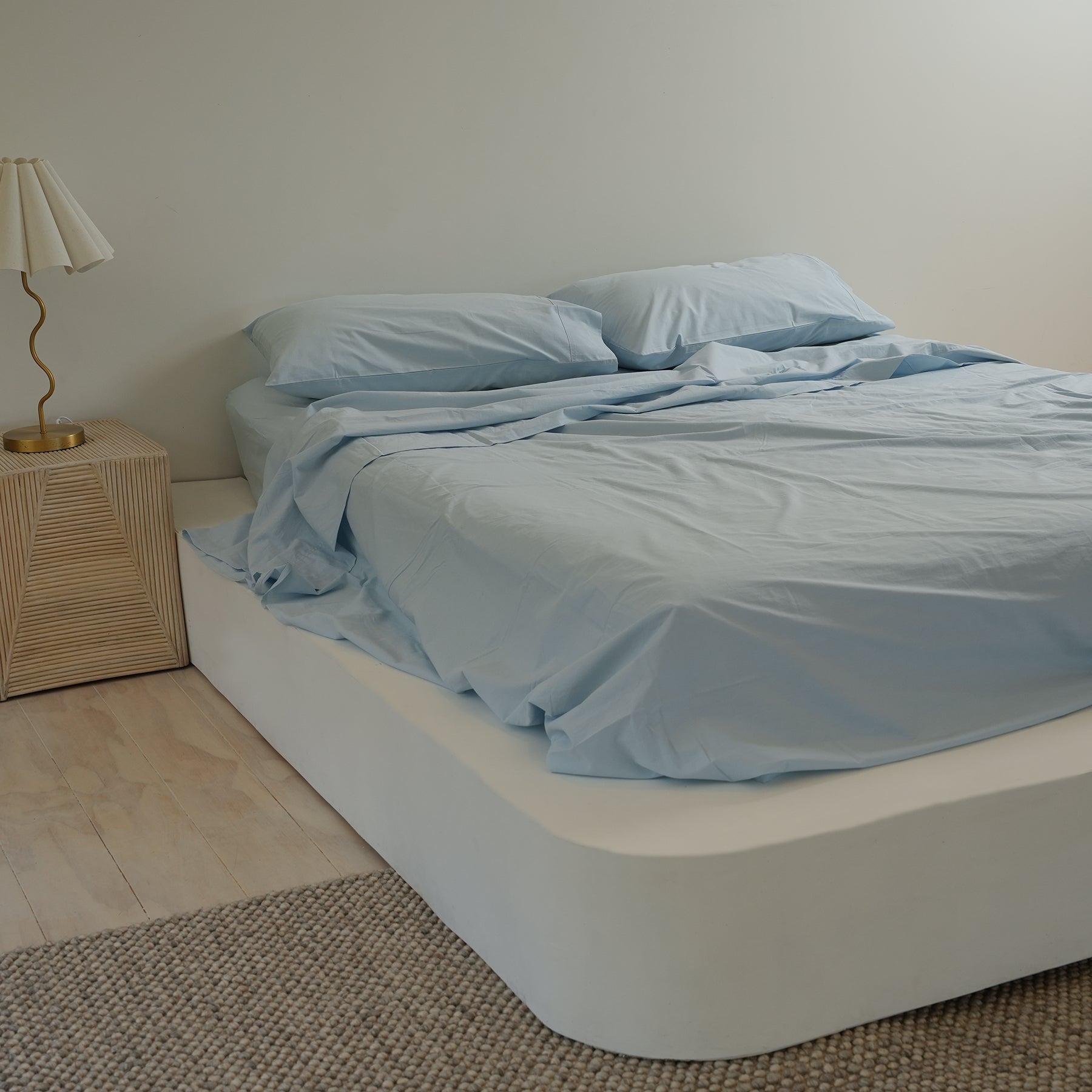 100% Stonewashed Cotton Sheet Set- Sky Blue