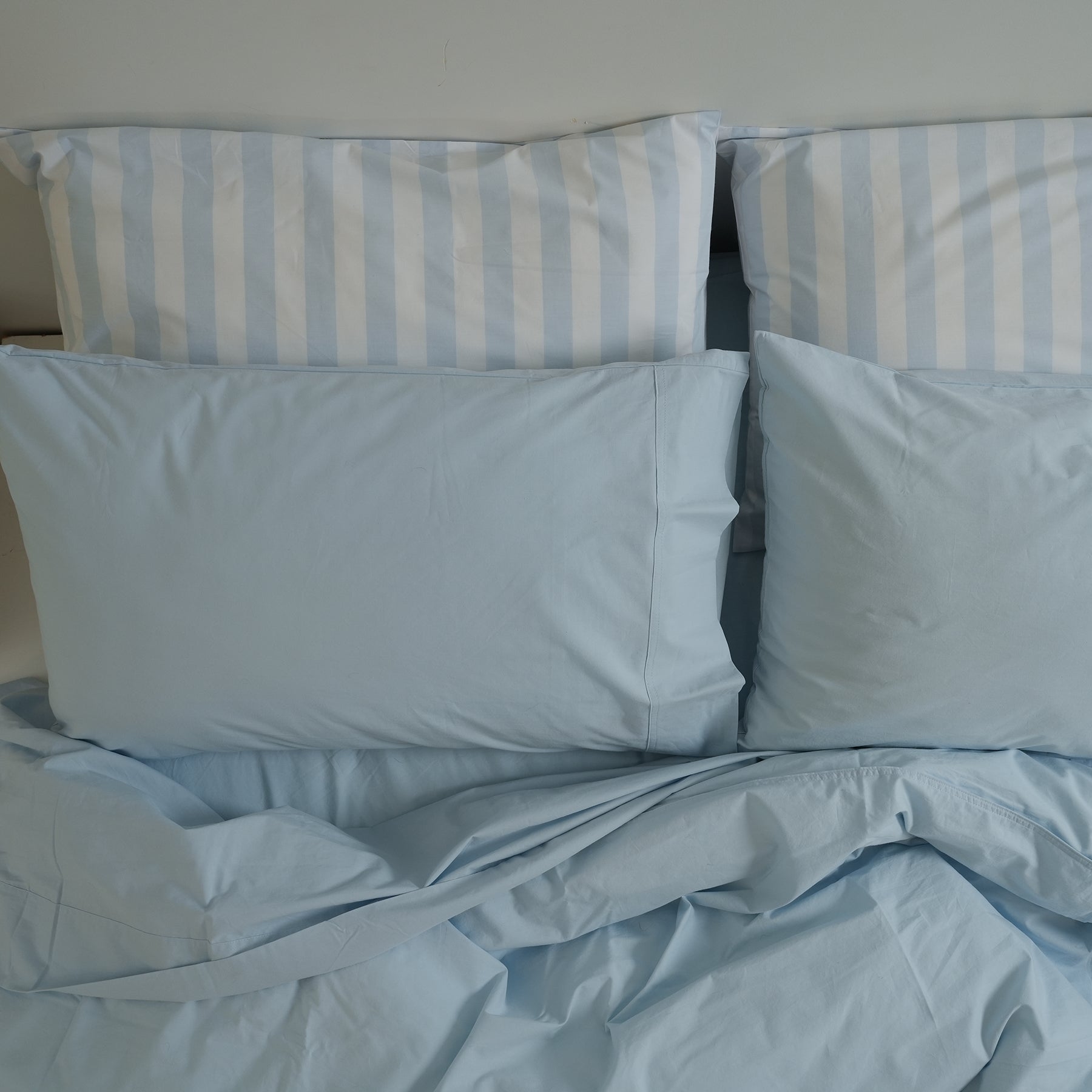 100% Stonewashed Cotton Sheet Set- Sky Blue