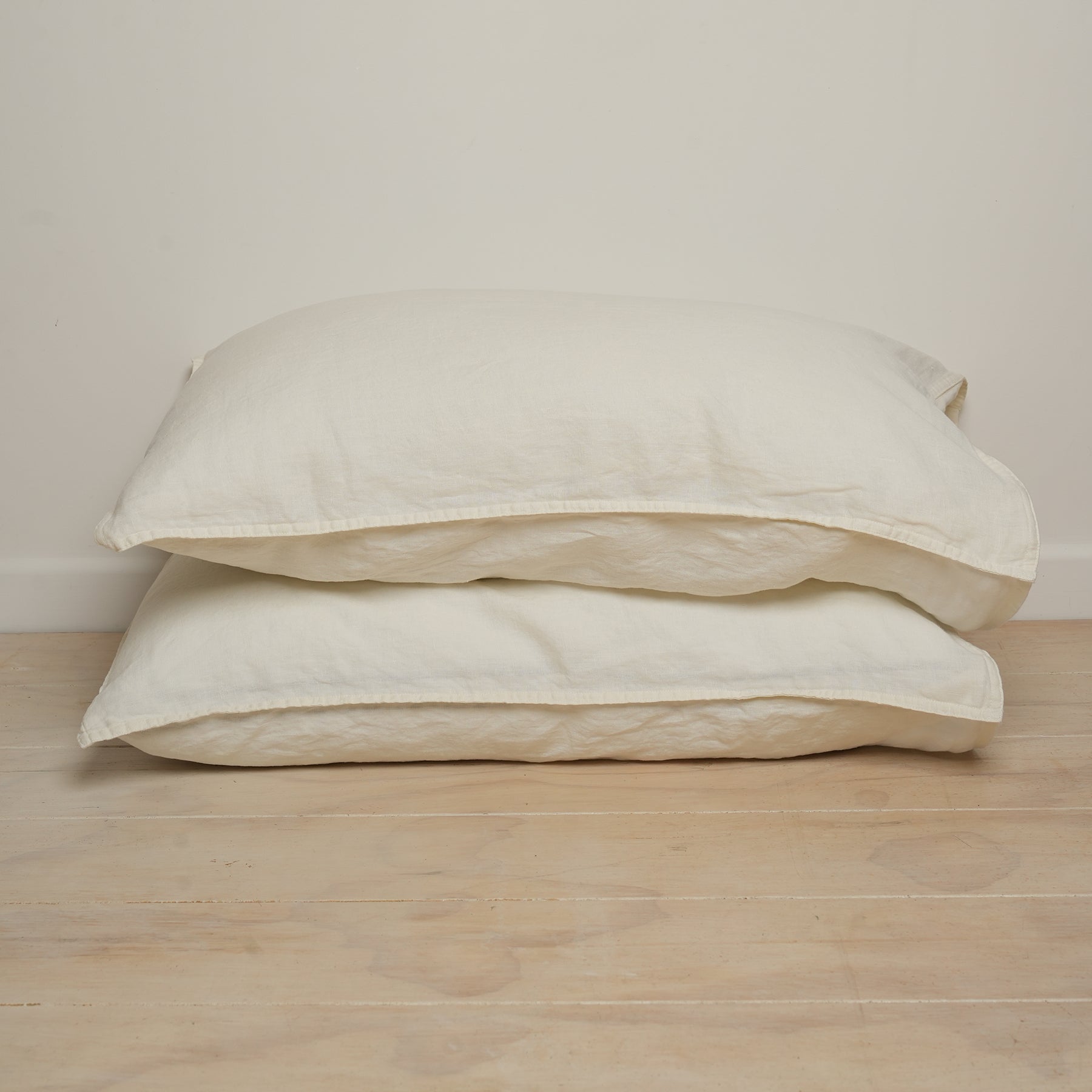 100% French Linen Pillowcase Pair- Milk