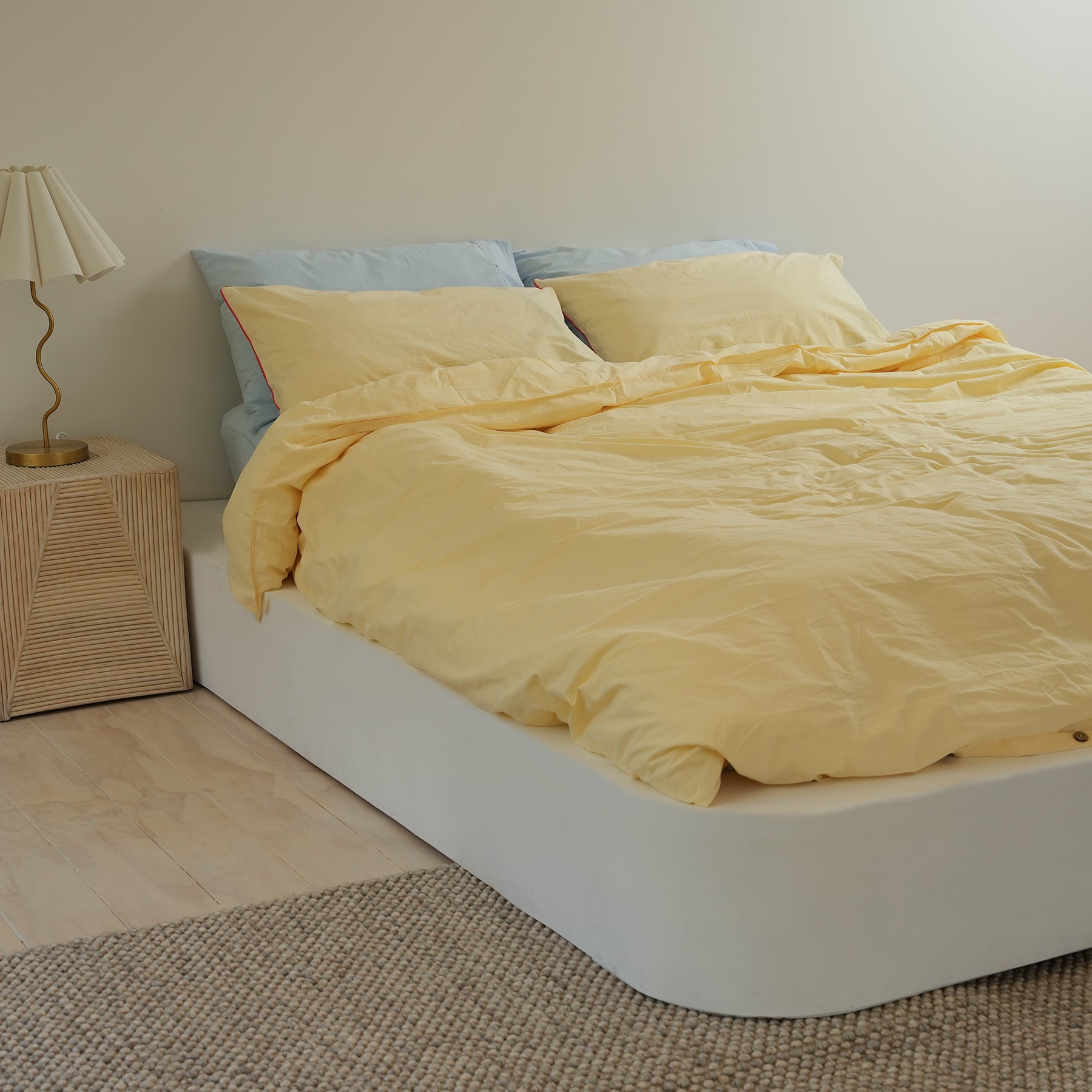 100% Stonewashed Cotton Duvet Set- Butter