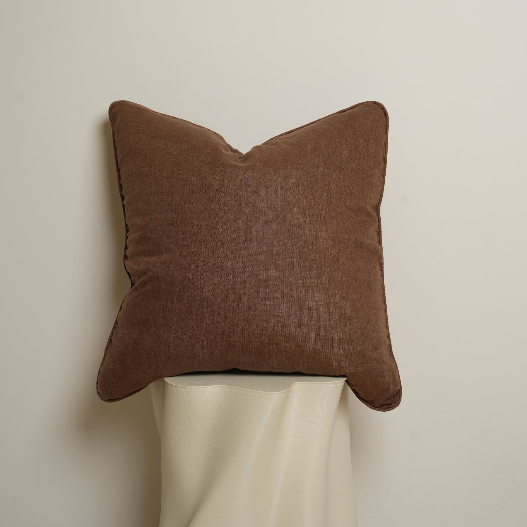 French Flax Linen Feather filled Cushion in Mocha – Home Lab NZ