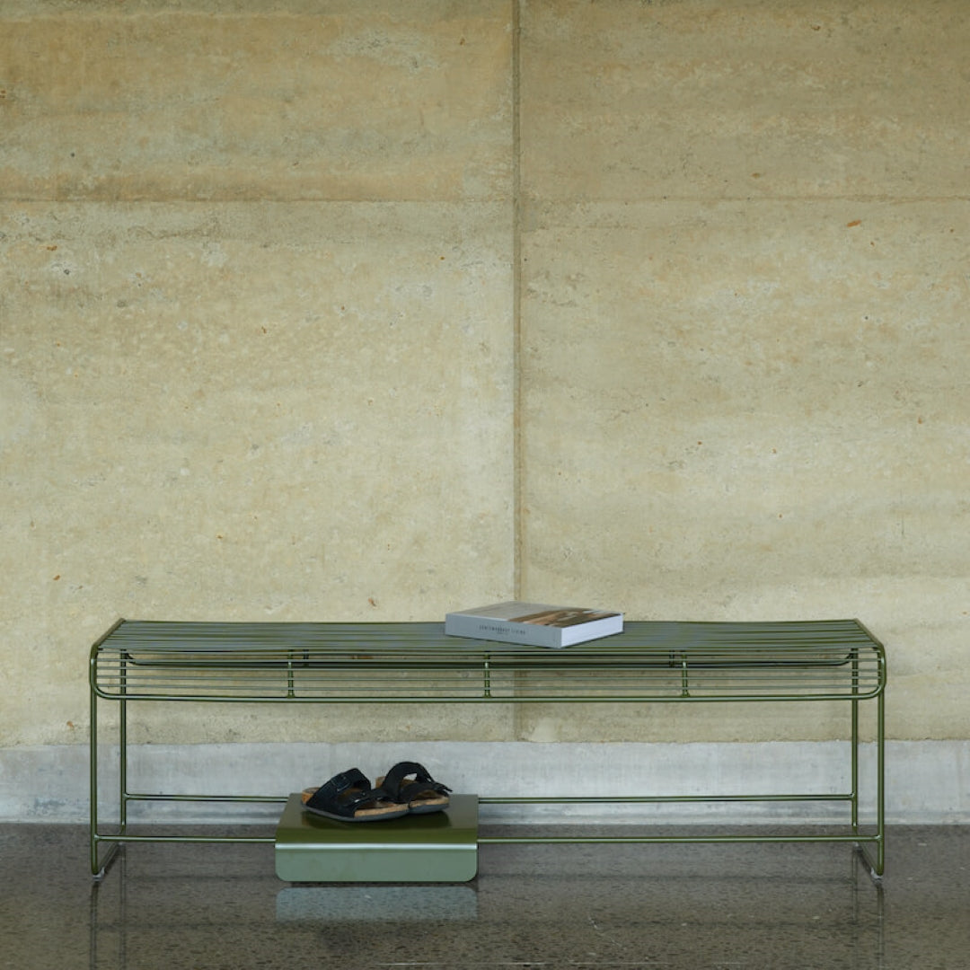 Benmore bench seat in 201-grade stainless steel, 150cm length, minimal form