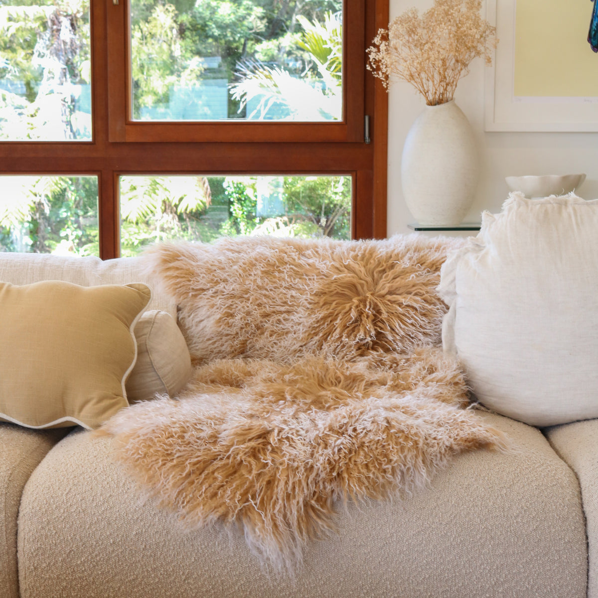 Tibetan Lambskin Rug - Light Caramel with Tips