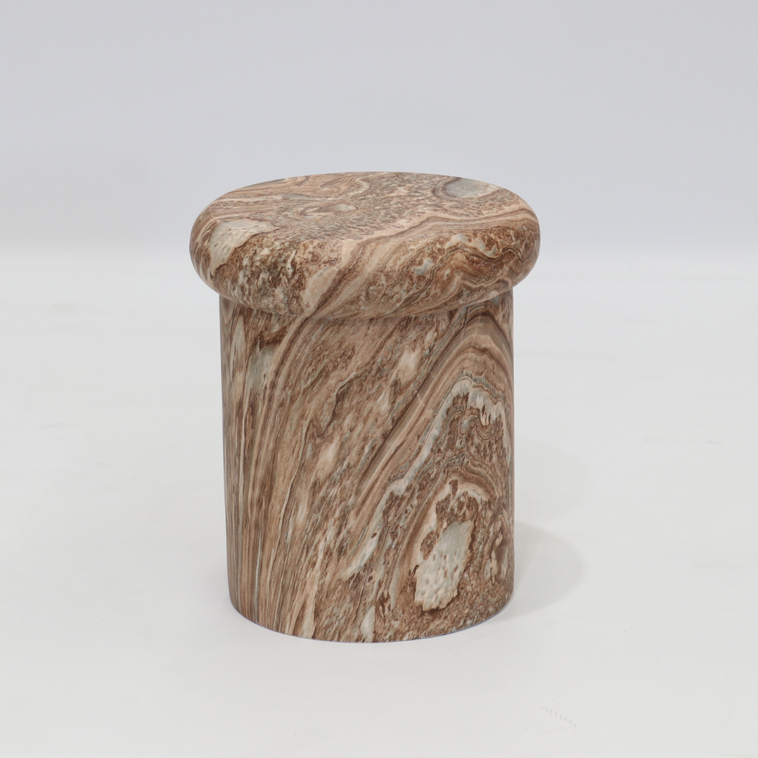 Strata Stool in Warm Marble – marble-look accent piece | Home Lab