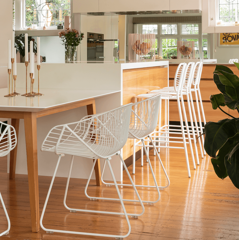 Portobello Chair in Fog lifestyle view – Home Lab NZ