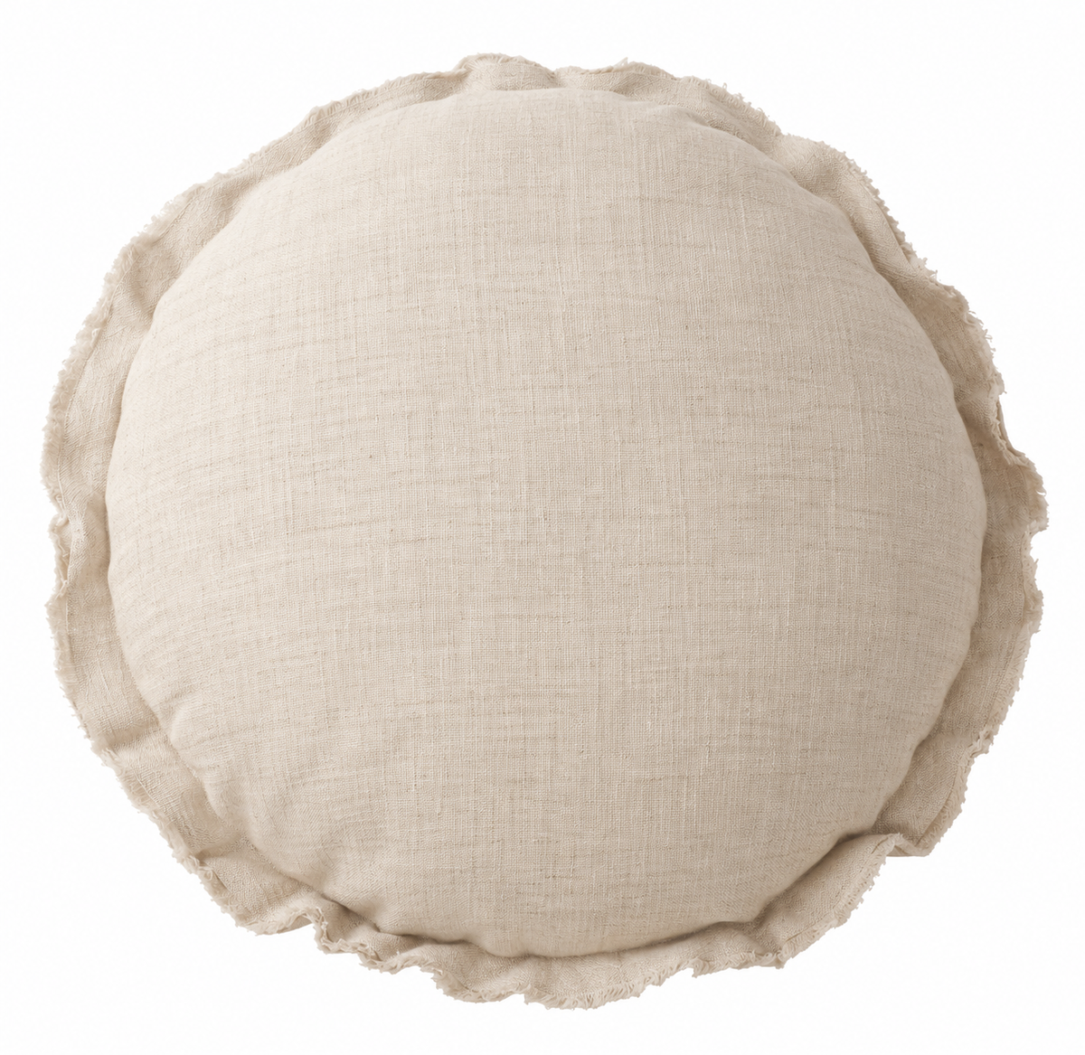 100% Flax Linen Round Feather Filled Cushion- Natural Oat