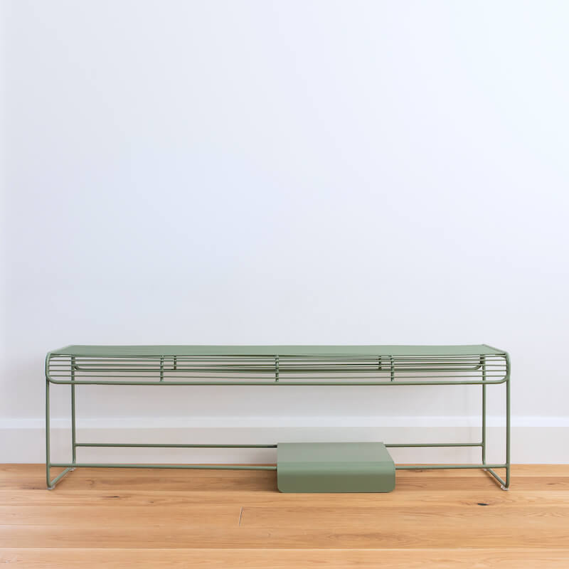 Benmore Bench Seat in Sage – wire bench seat | Home Lab