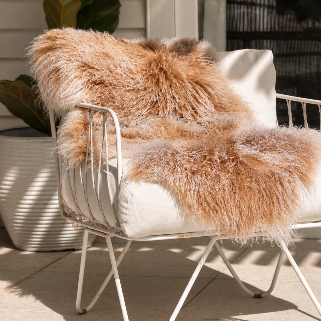 Tibetan Lambskin Rug - Light Caramel with Tips