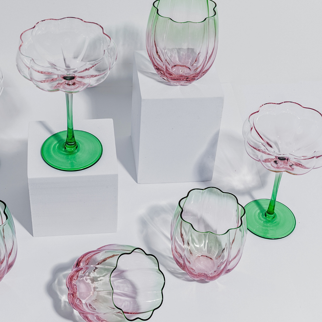 Petal Cocktail Glass- Watermelon in Set of 4 – Home Lab NZ