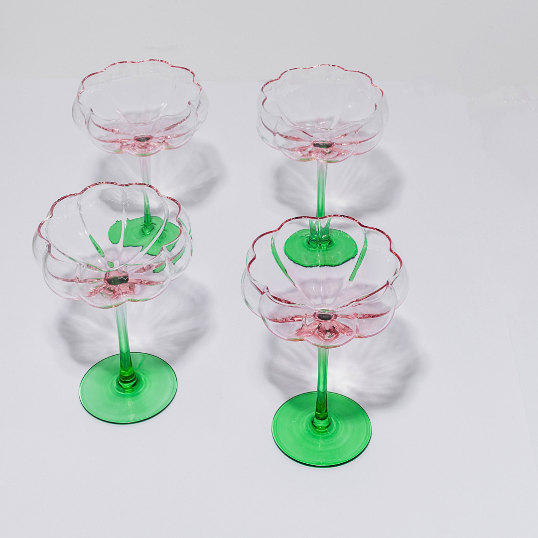 Petal Cocktail Glass- Watermelon in Set of 4 – Home Lab NZ