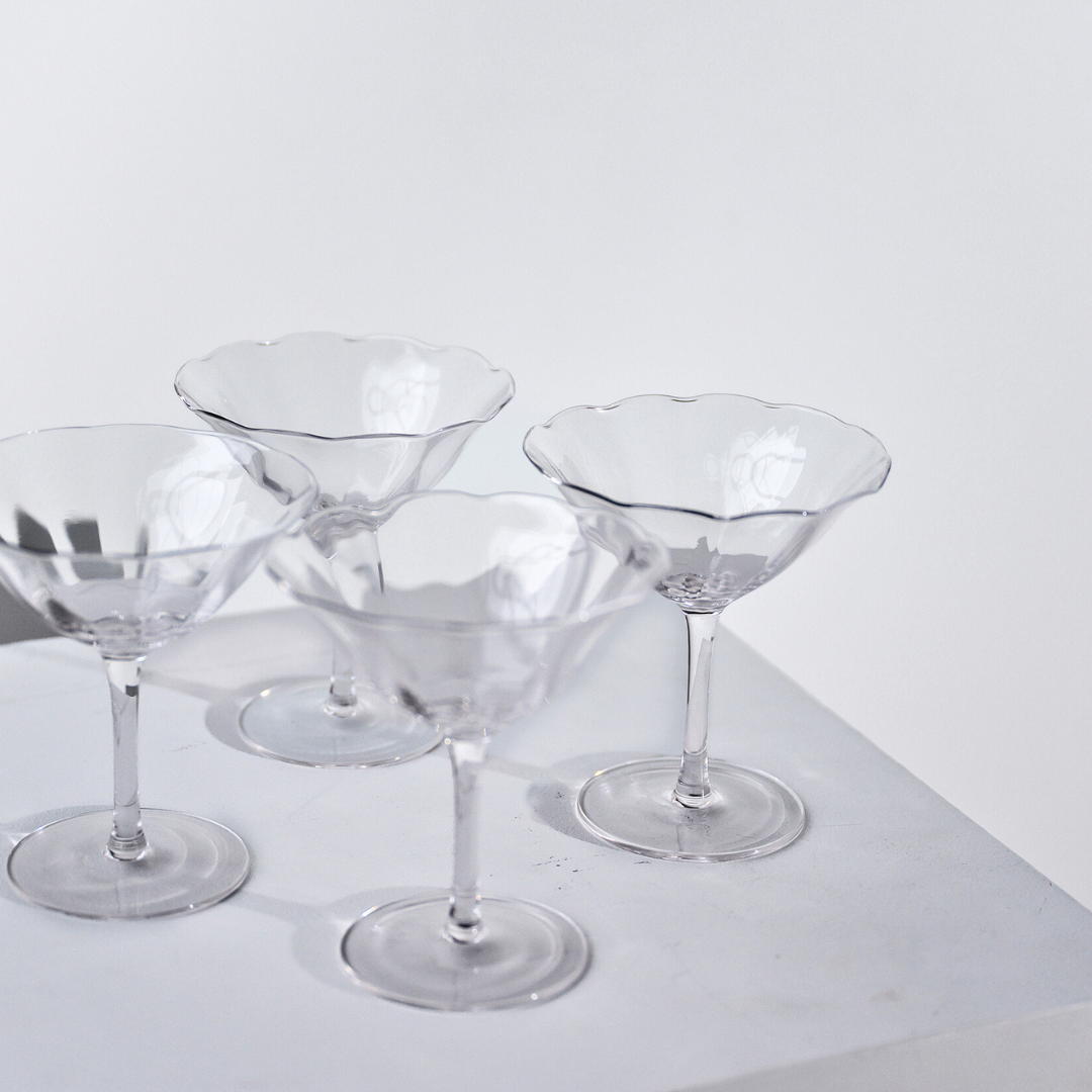 Fleur Cocktail Coupe- Set of 4- Clear
