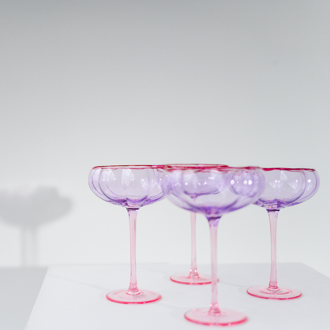 Petal Cocktail Glass- Set of 4- Lilac/Blush