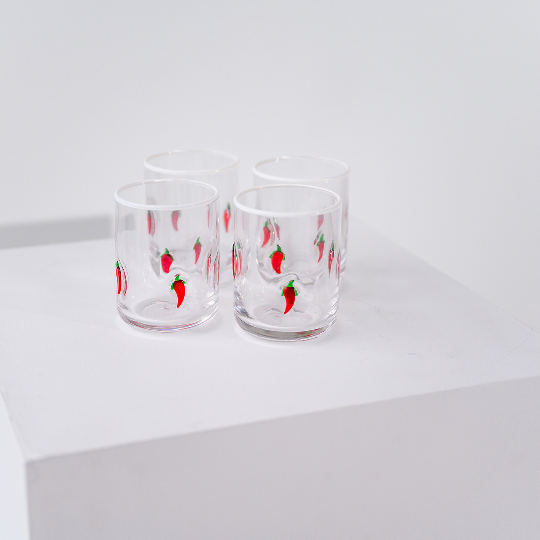 Chili Icon Glass- Set of 4