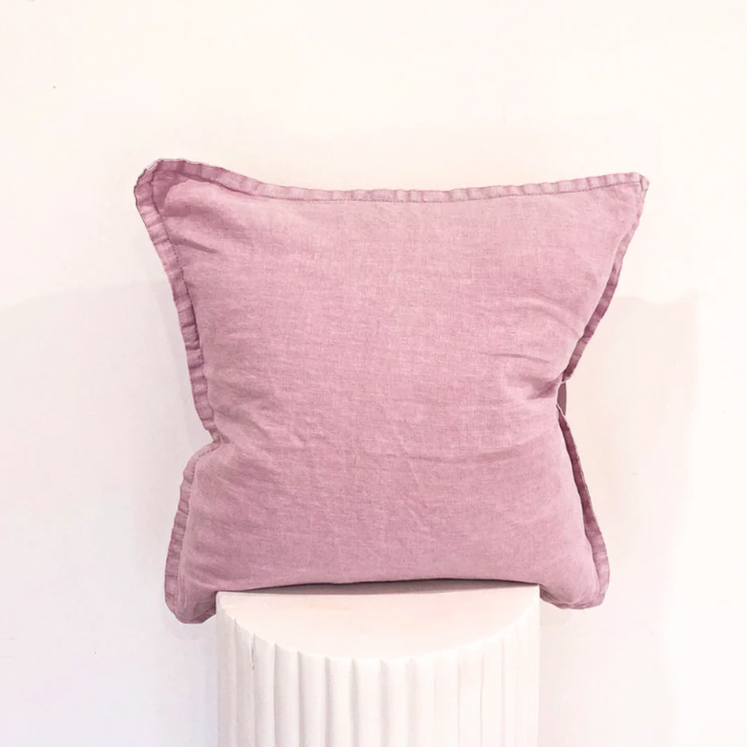 100% Belgium Linen Vintage Washed Cushion- Feather Filled - Lilac