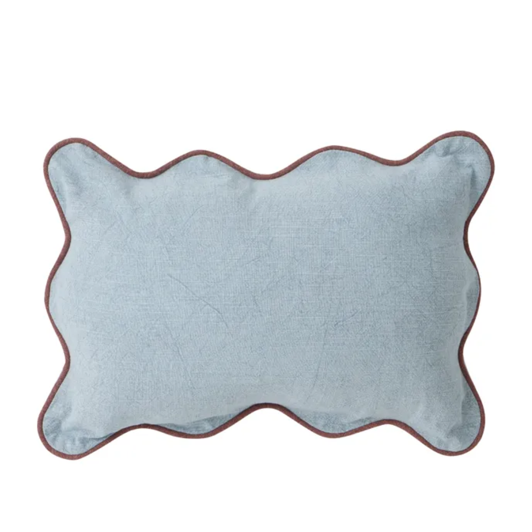 Diablo Cotton Cushion Denim/Burgundy