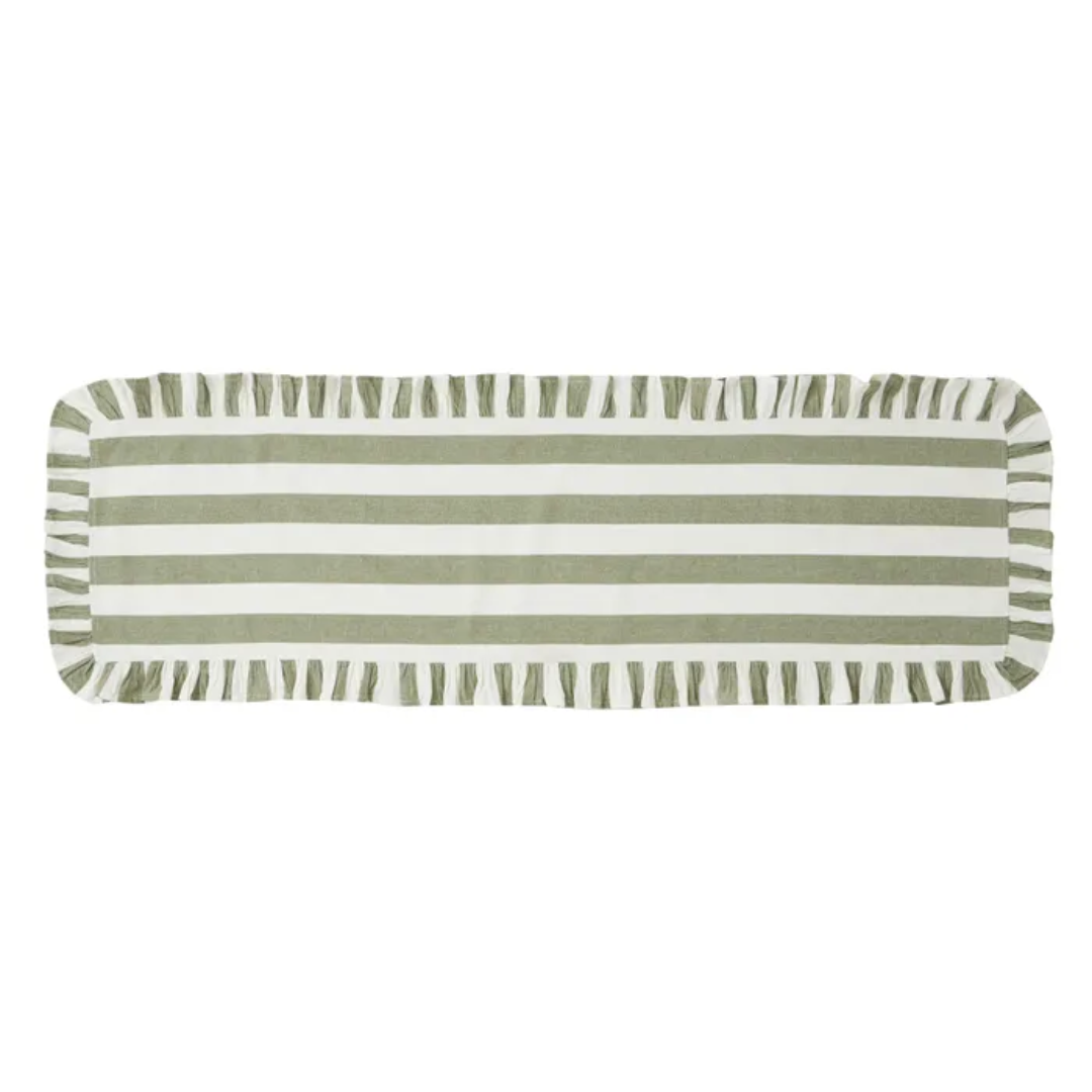 Orla Cotton Table Runner Olive/Ivory
