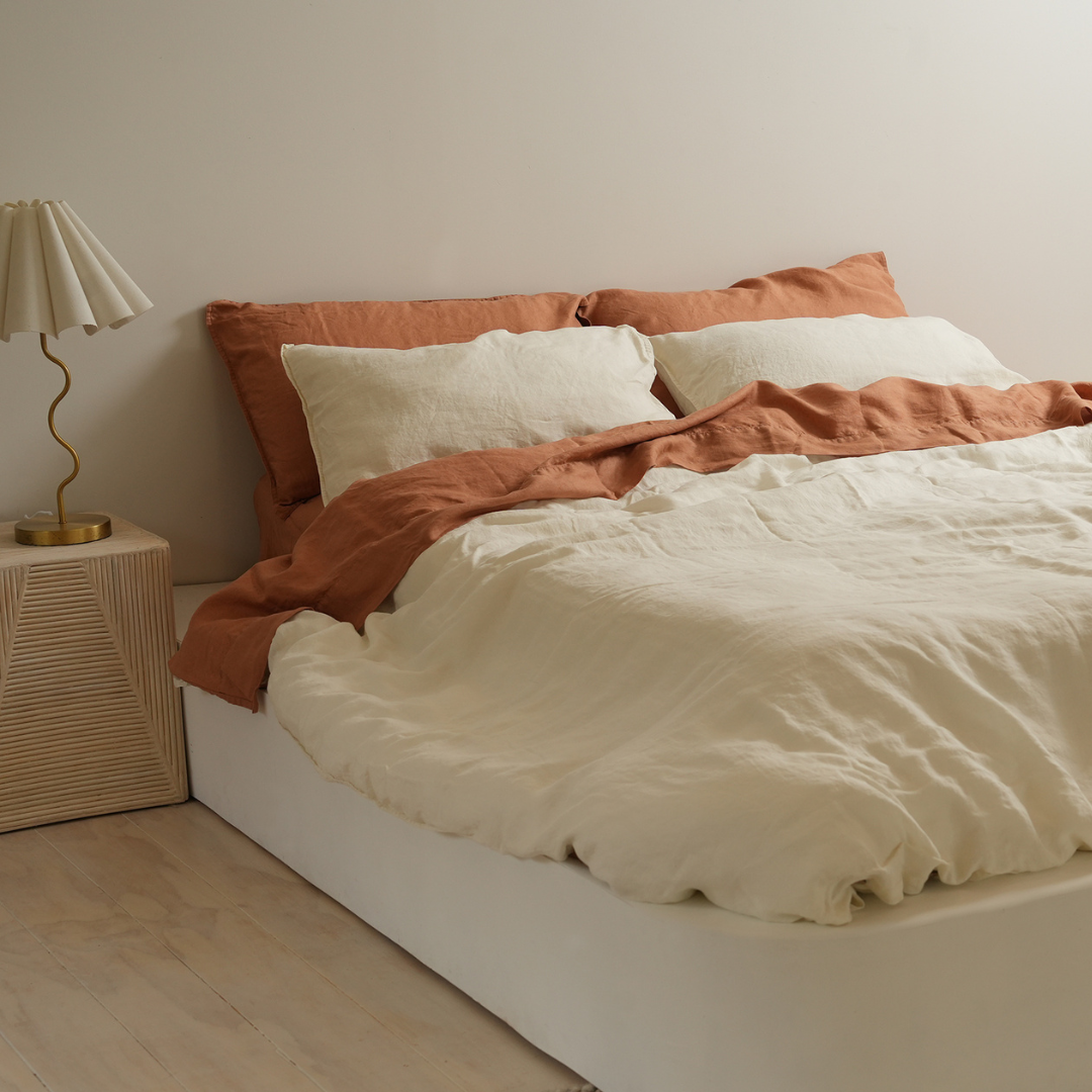 French Flax Linen Duvet Cover Set in Milk – Home Lab NZ