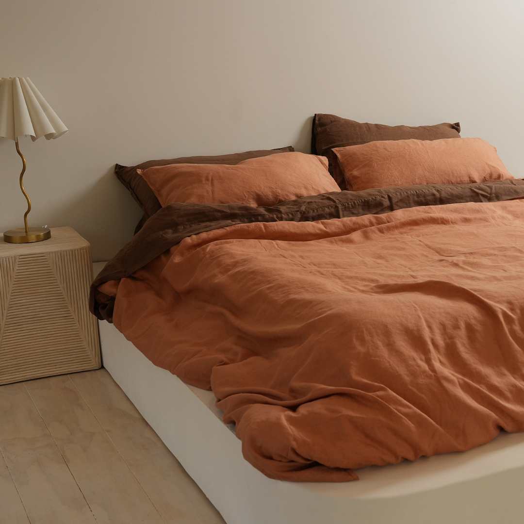 100% French Flax Linen Duvet Cover Set - Hazelnut