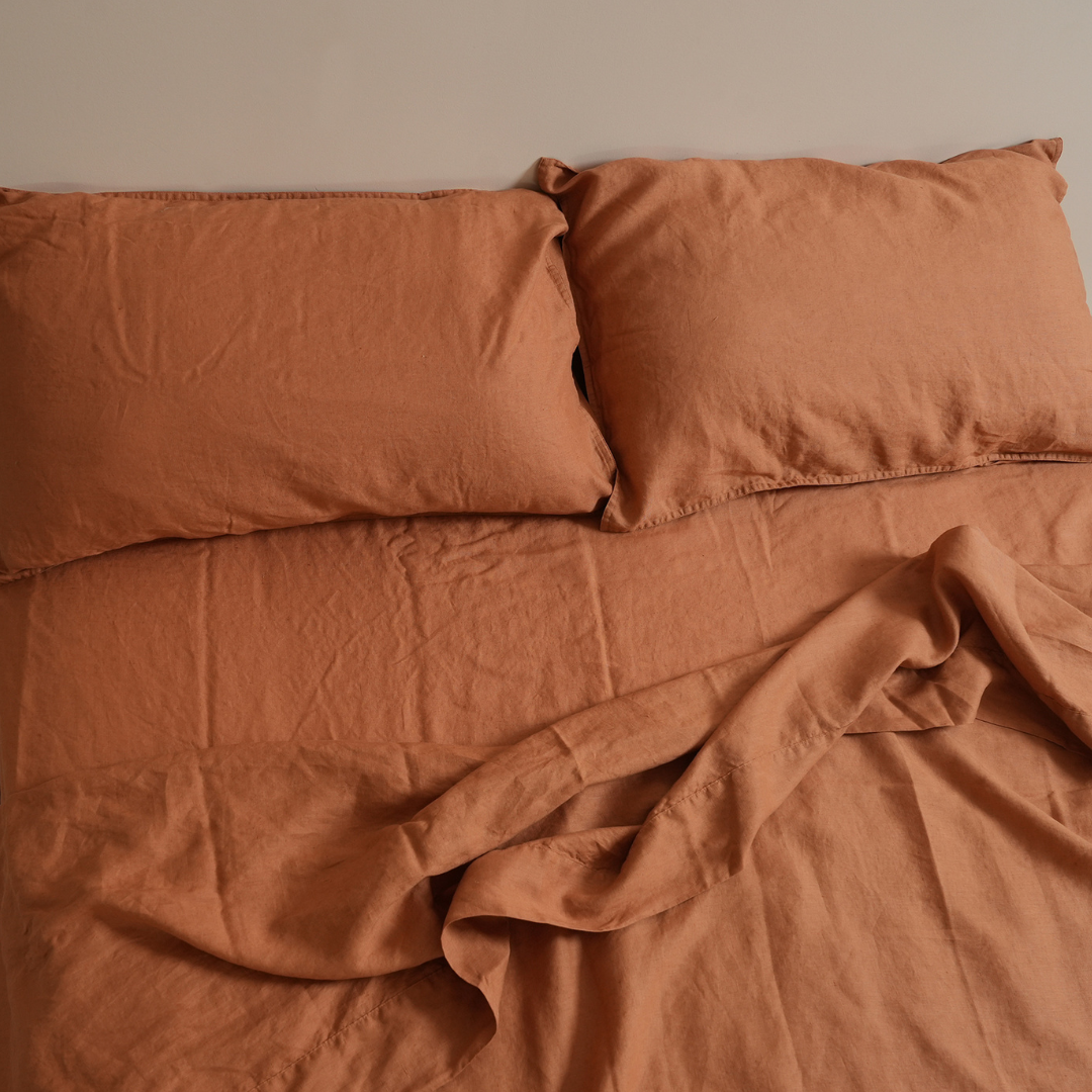 100% French Flax Linen Sheet set- Hazelnut