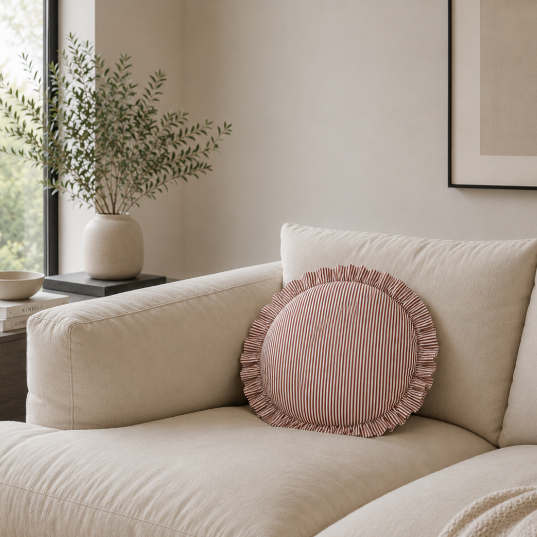 Bonny Round Cushion Russet/Ivory – Home Lab NZ