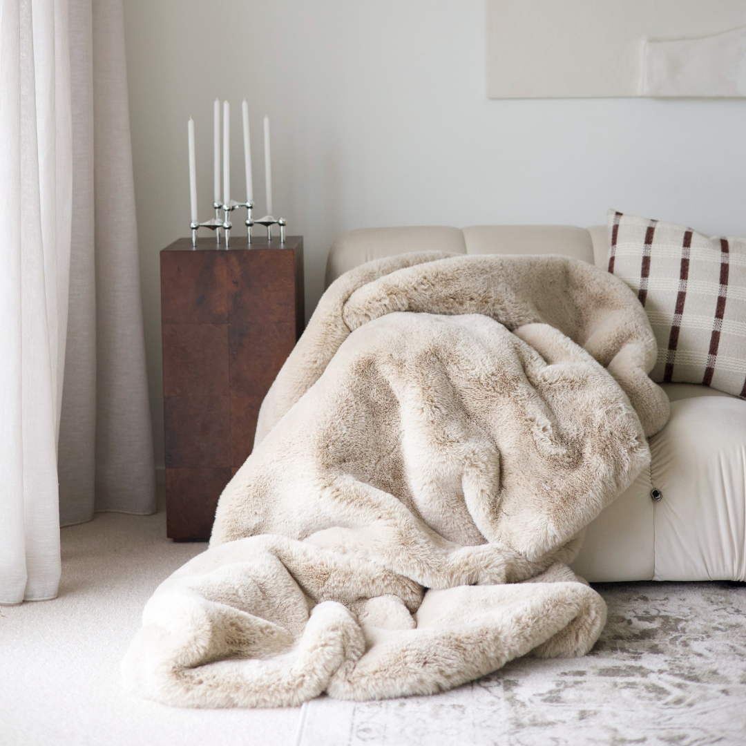 Vegan Fur Throw- Big Bear Pewter