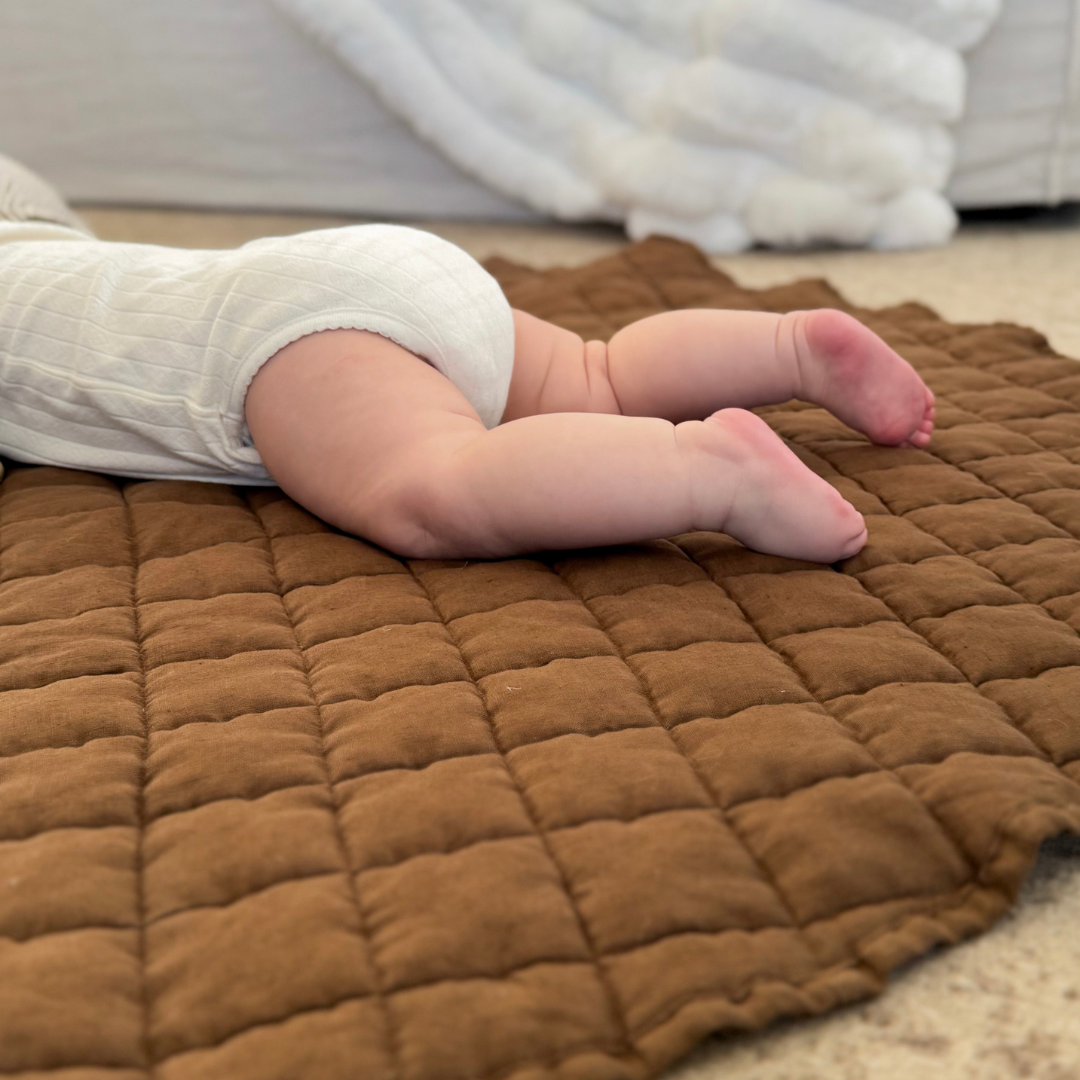100% French Flax Linen Playmat- Mocha