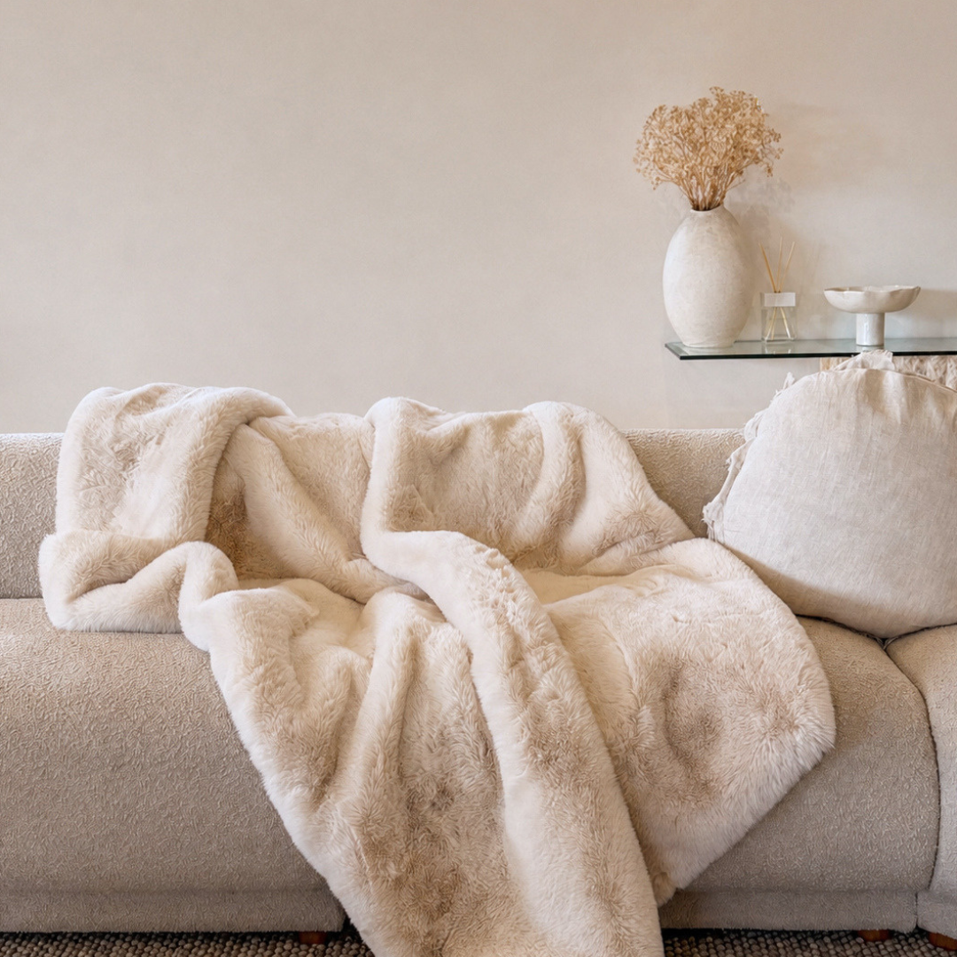 Vegan Fur Throw - Big Bear Cream