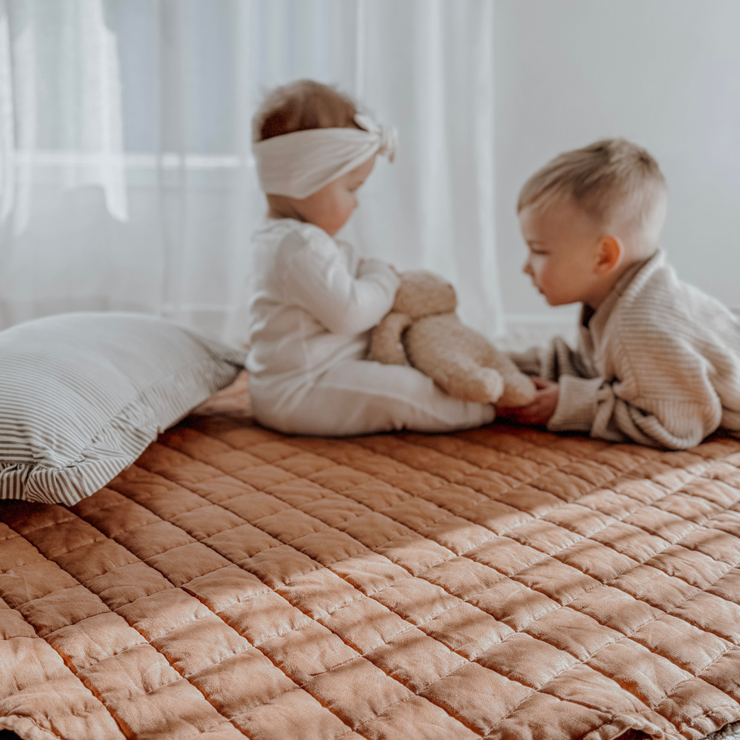 100% French Flax Linen Playmat- Hazelnut