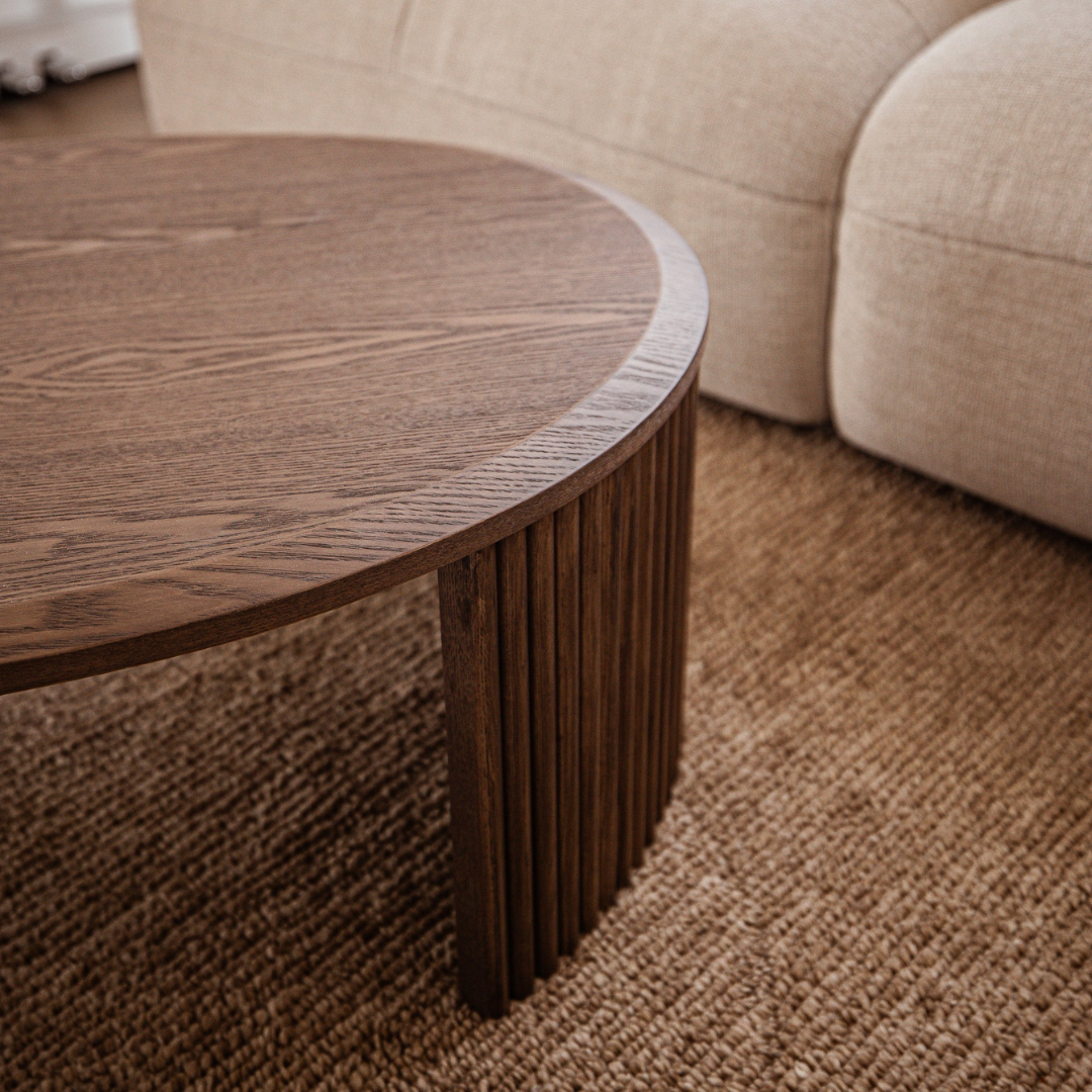 Elm coffee table detail view