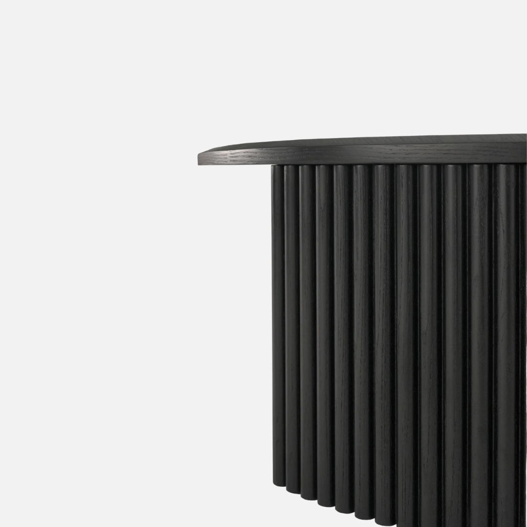 Elm coffee table side view