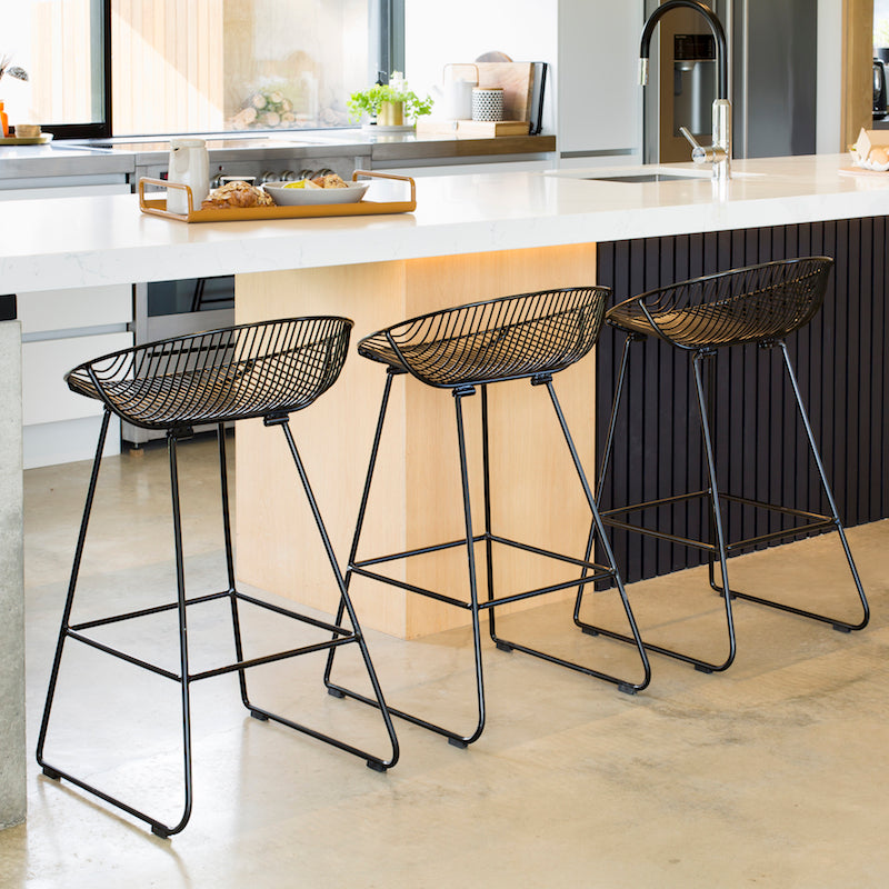 Rangitoto Stool in Black – wire kitchen barstool | Home Lab