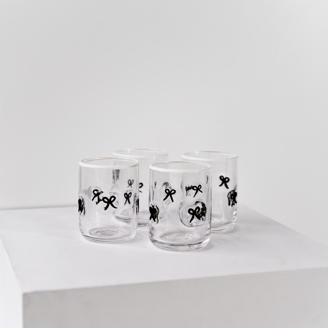 Black Bow Icon Glas- Set of 4