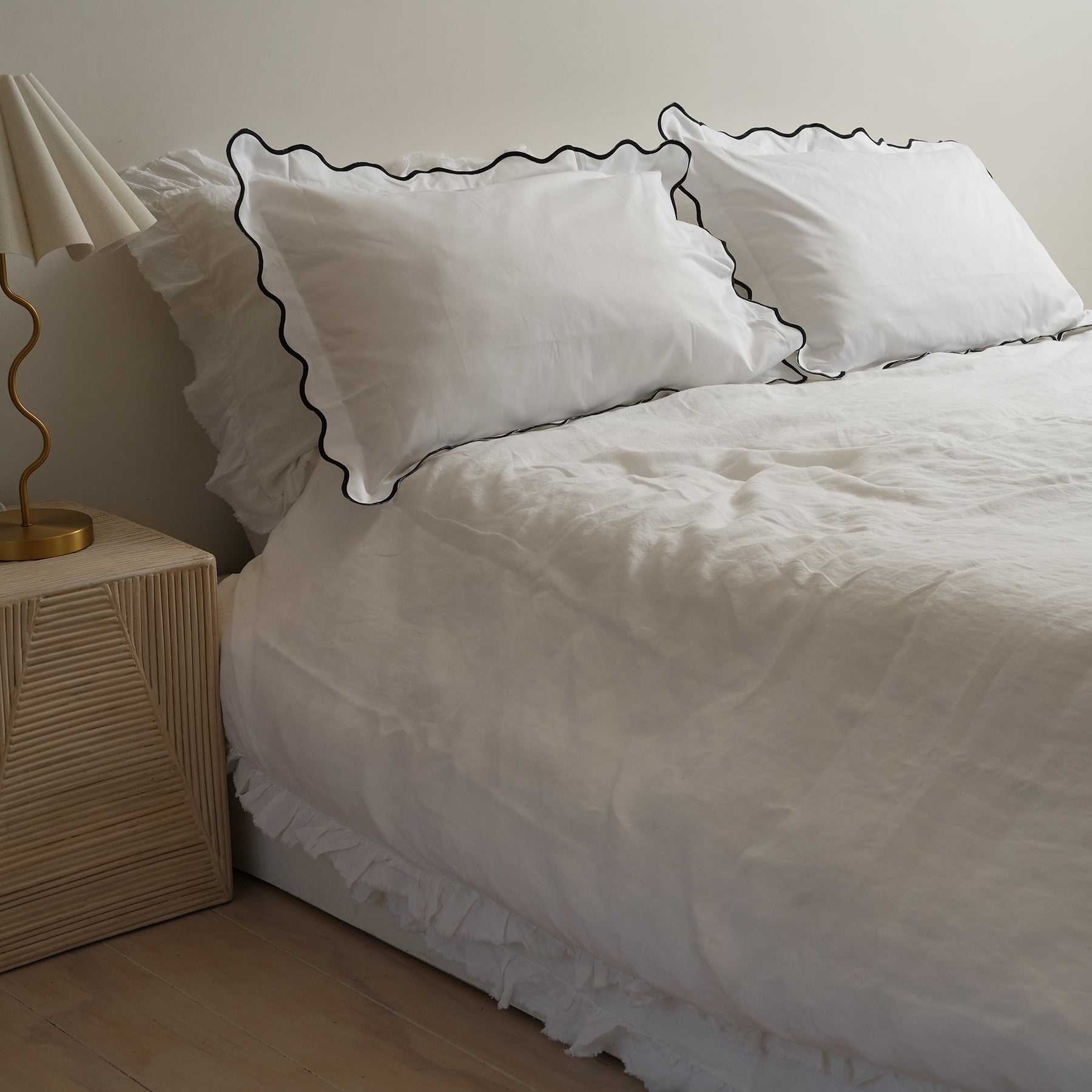Celine pillowcase pair in black, detail view