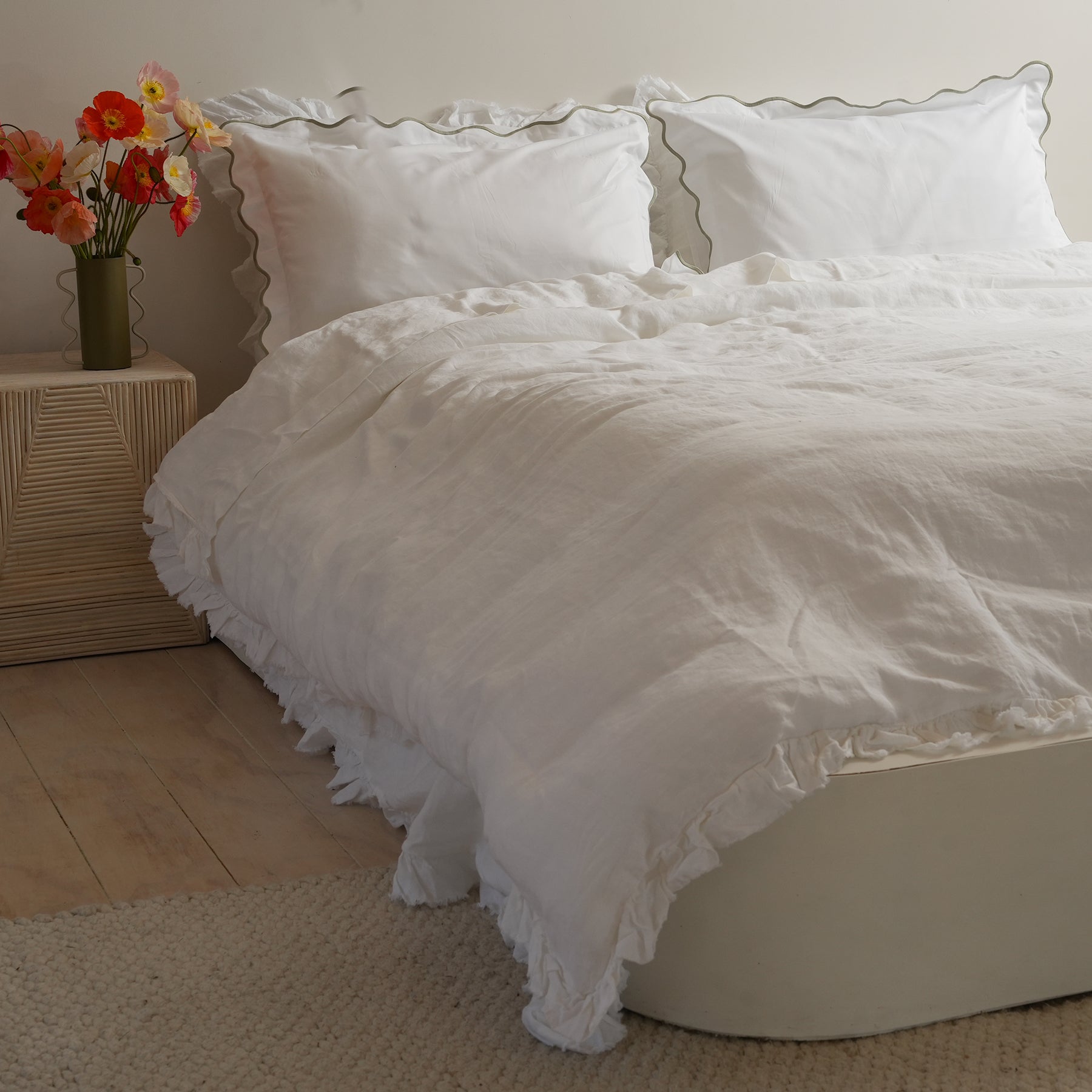 Celine pillowcase pair in sage, alternate angle