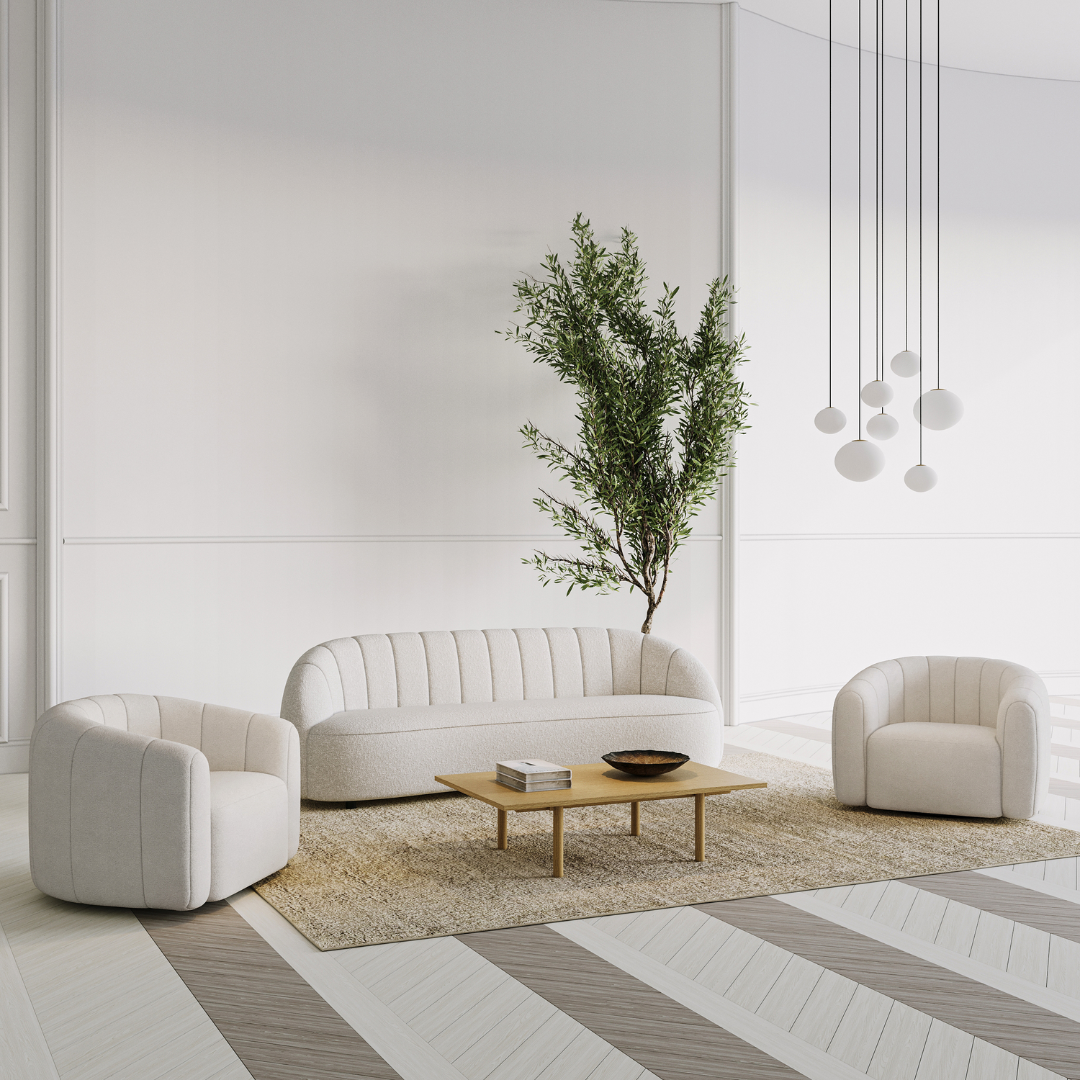 Channelled linen sofa
