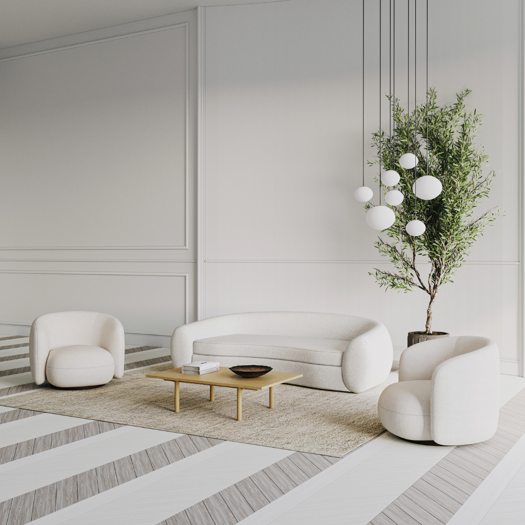 Form boucle swivel chair