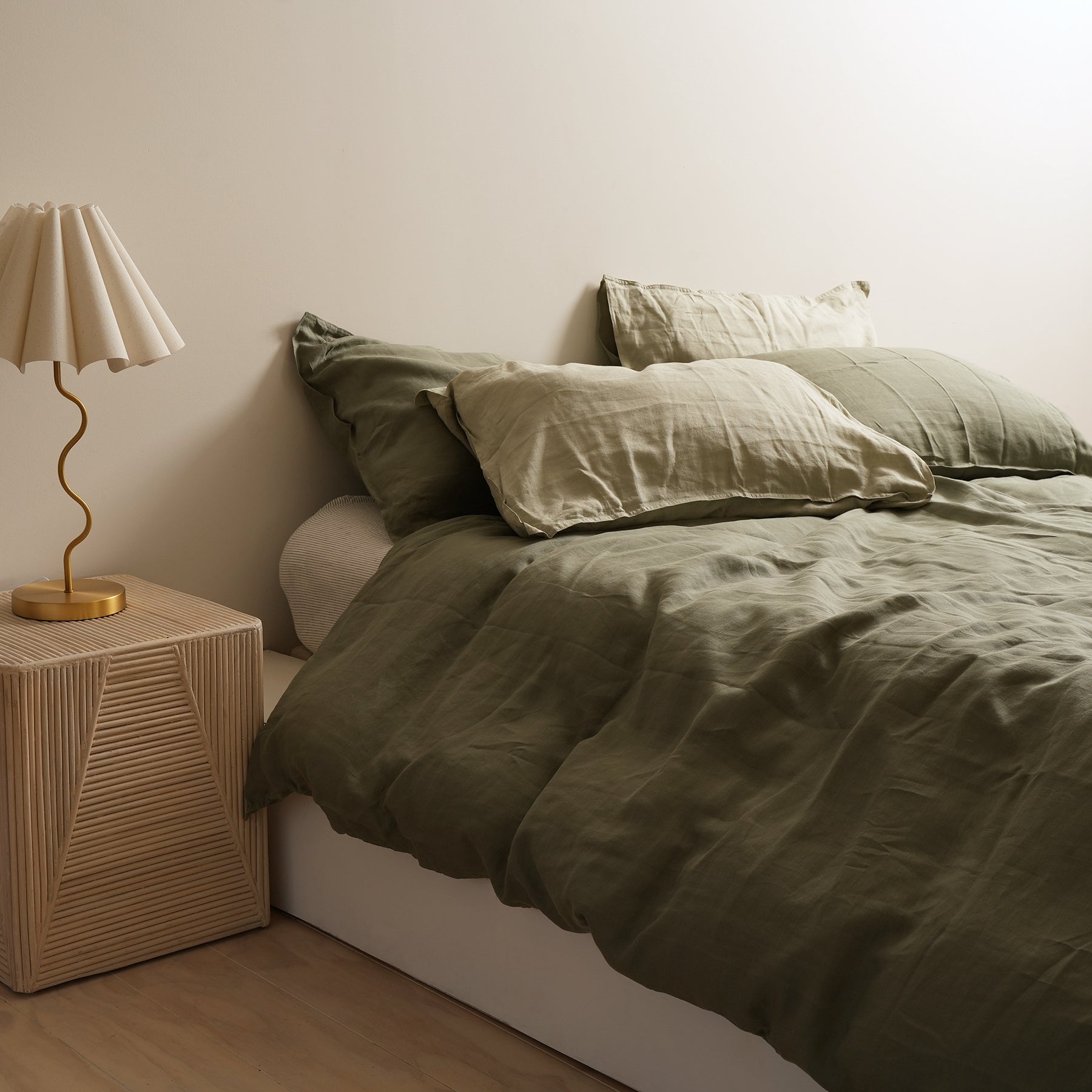 French flax linen duvet cover set in Lichen