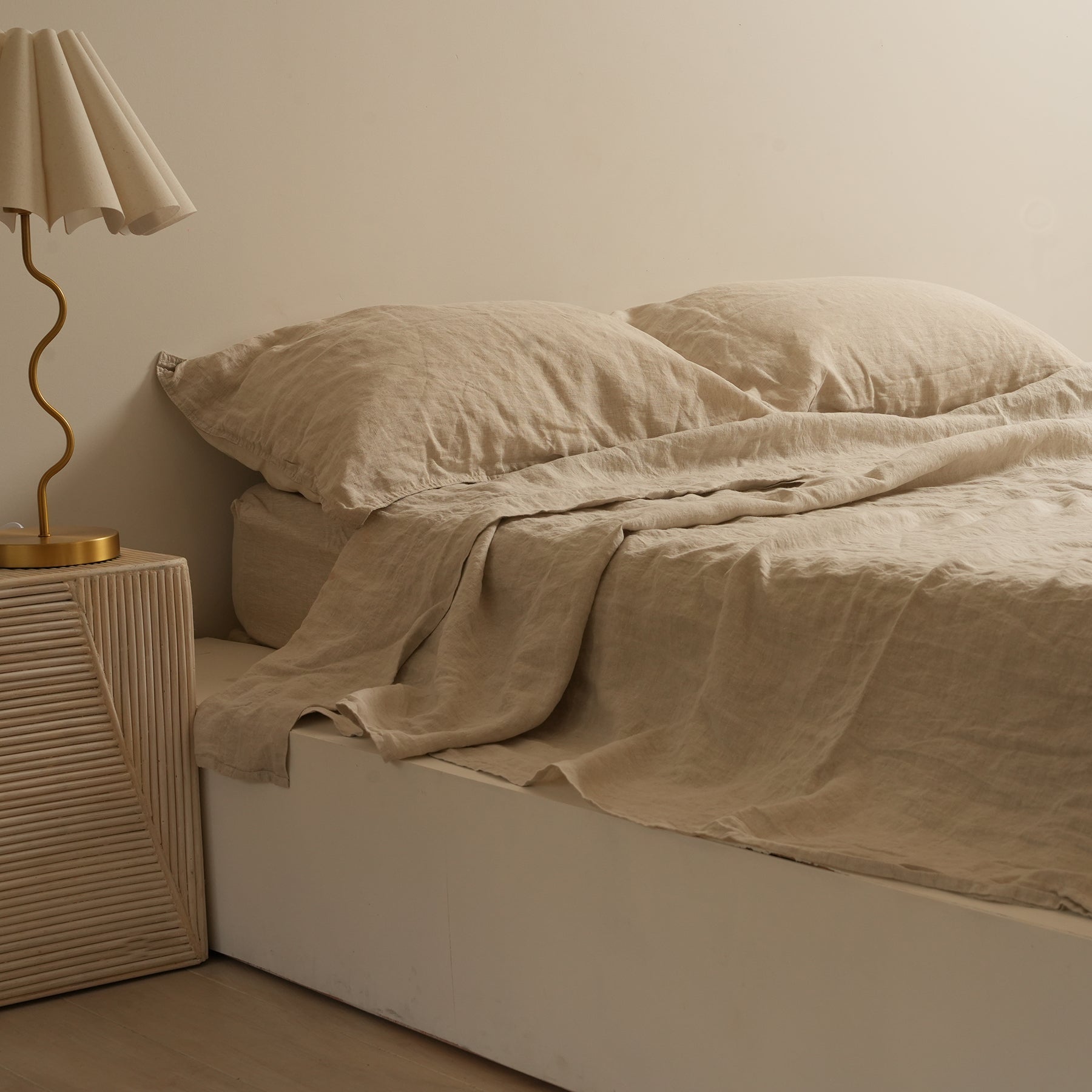French flax linen sheet set in Natural Oat