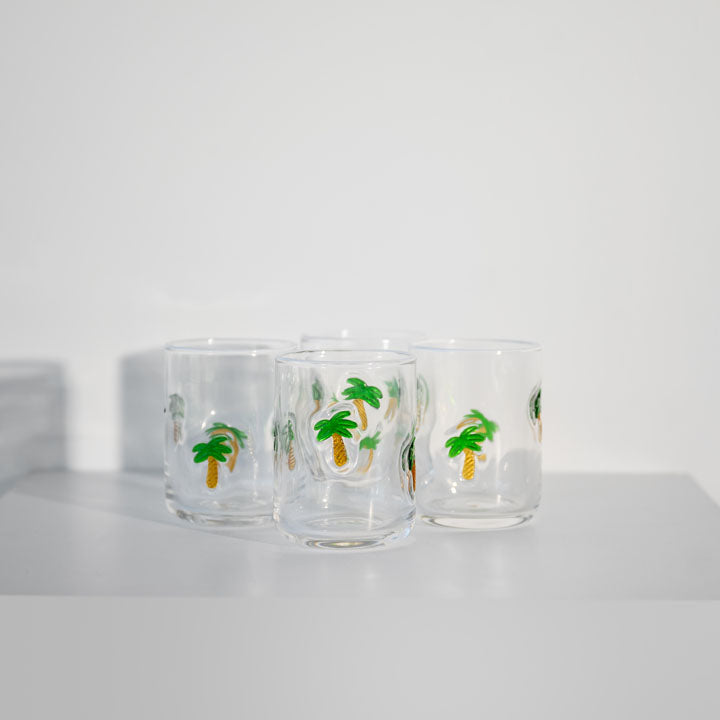 Palm Tree Icon Glass- Set of 4