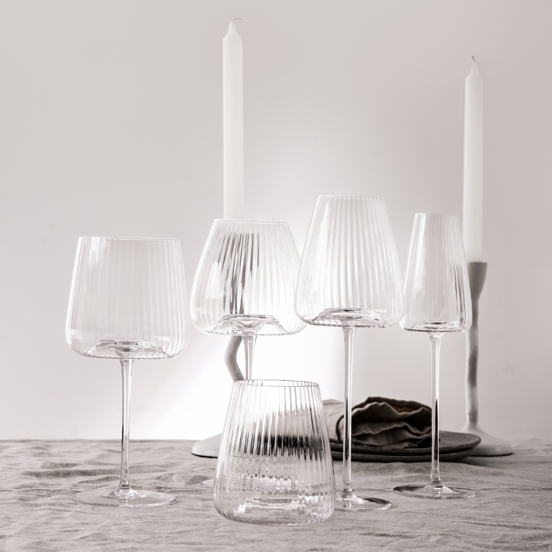 Melted crystal champagne flute in set of 4, alternate angle