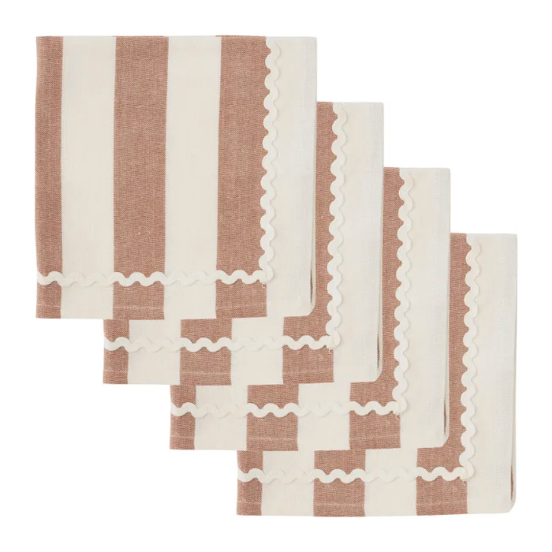 Orla s/4  cotton napkins in terracotta/ivory