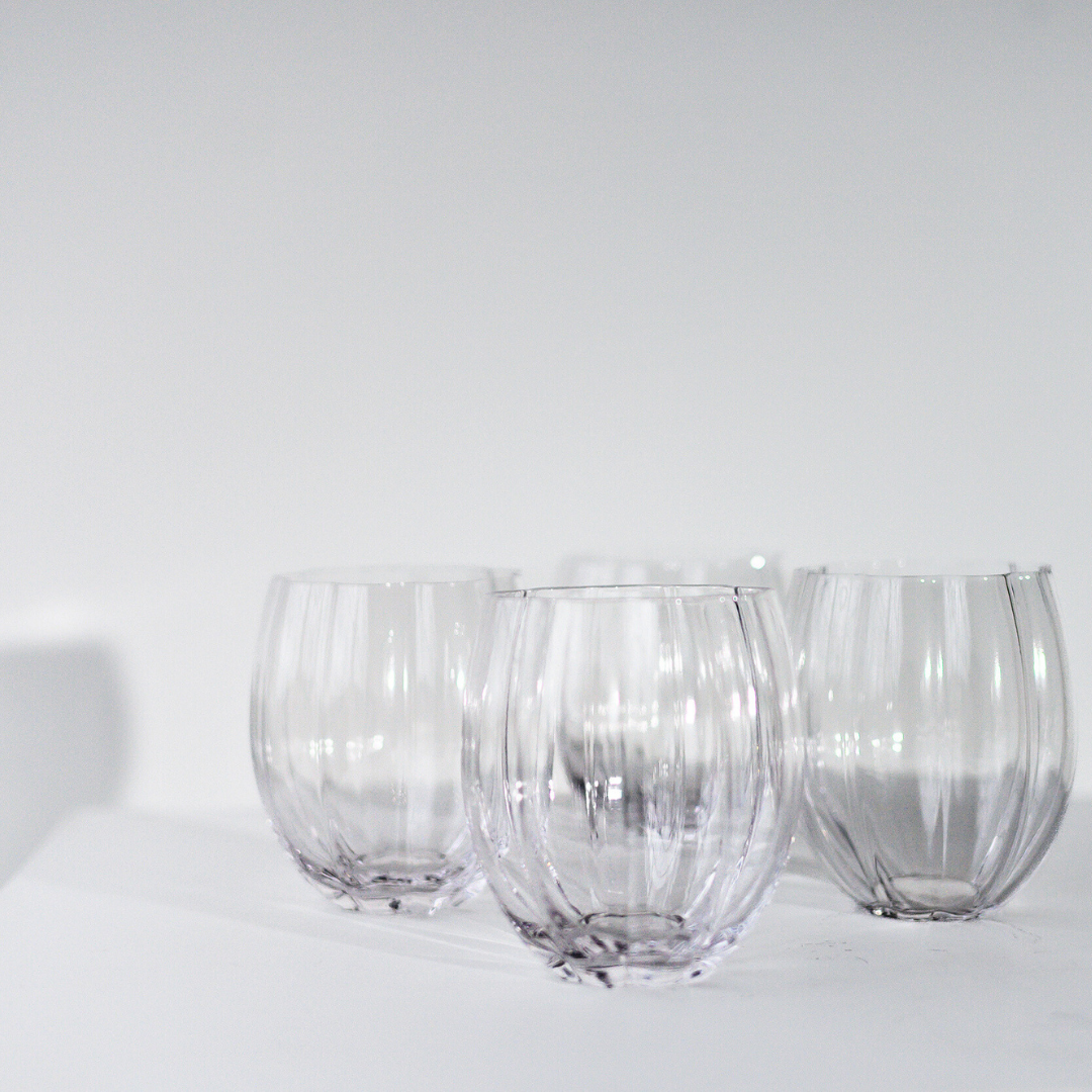 Petal stemless glass- clear in set of 4, alternate angle
