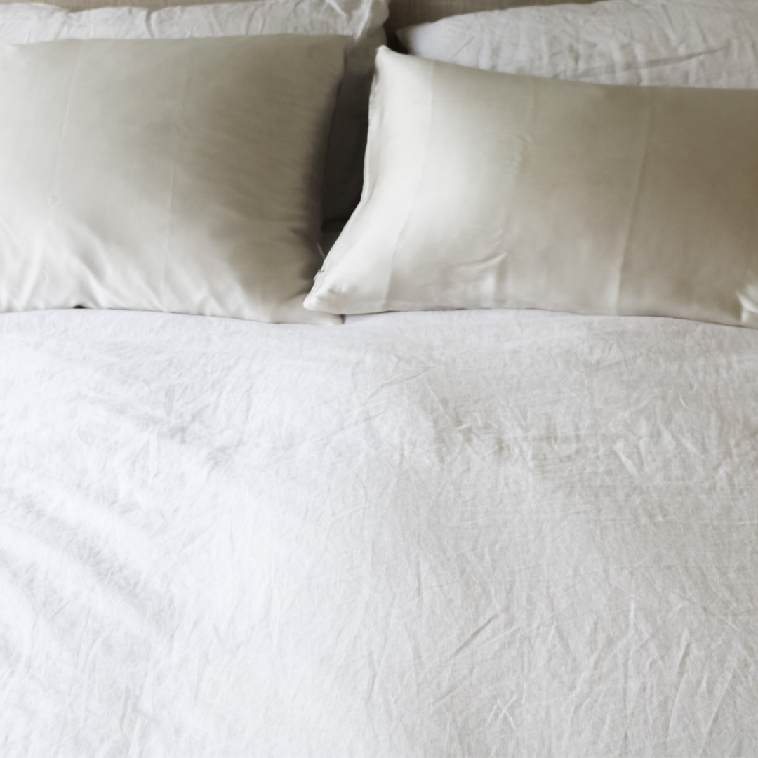 Pure silk pillowcase pair in Milk side view